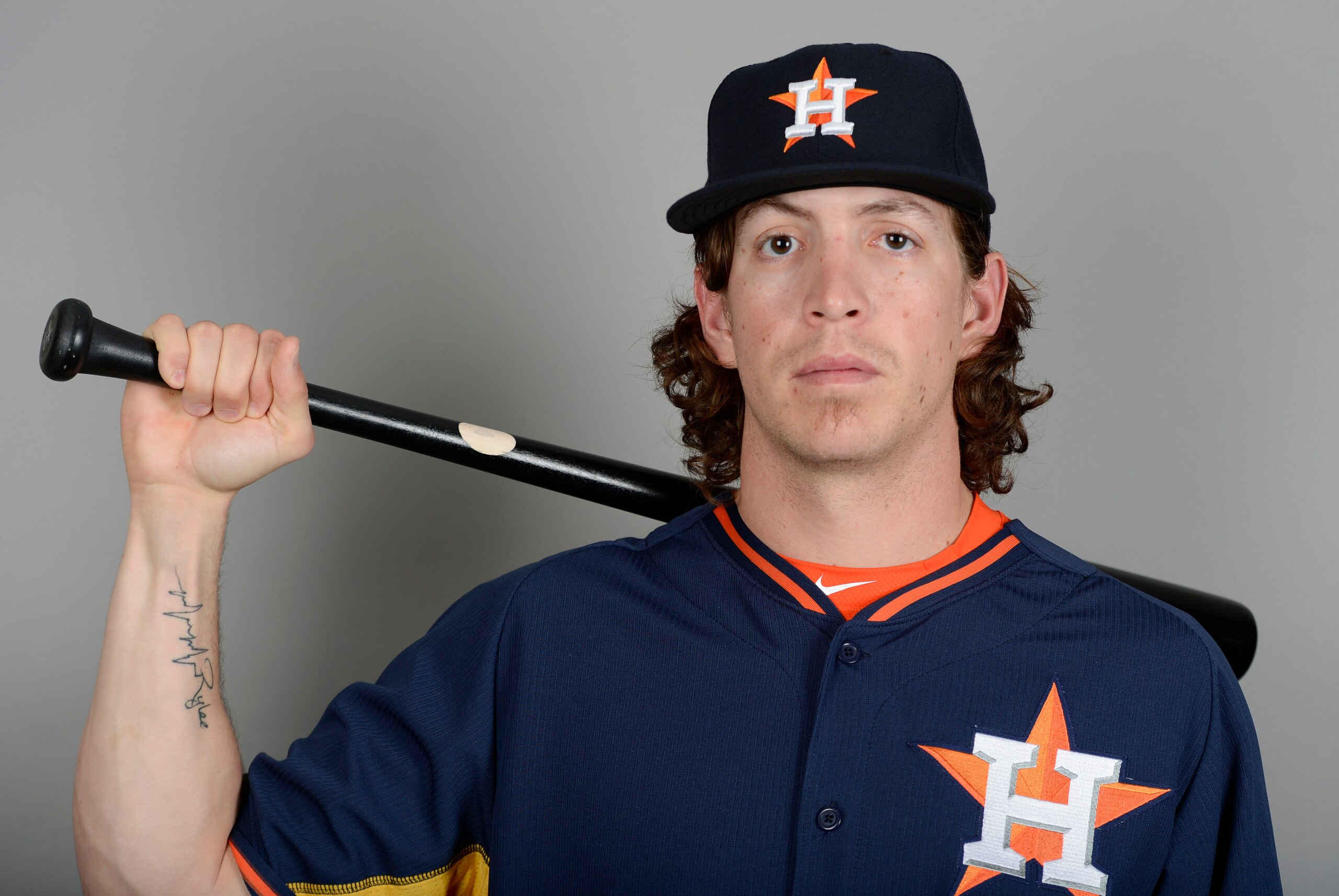 Feb 26, 2015; Kissimmee, FL, USA; Houston Astros  outfielder Colby Rasmus poses for a picture during photo day at Osceola County Stadium Mandatory Credit: Tommy Gilligan-USA TODAY Sports