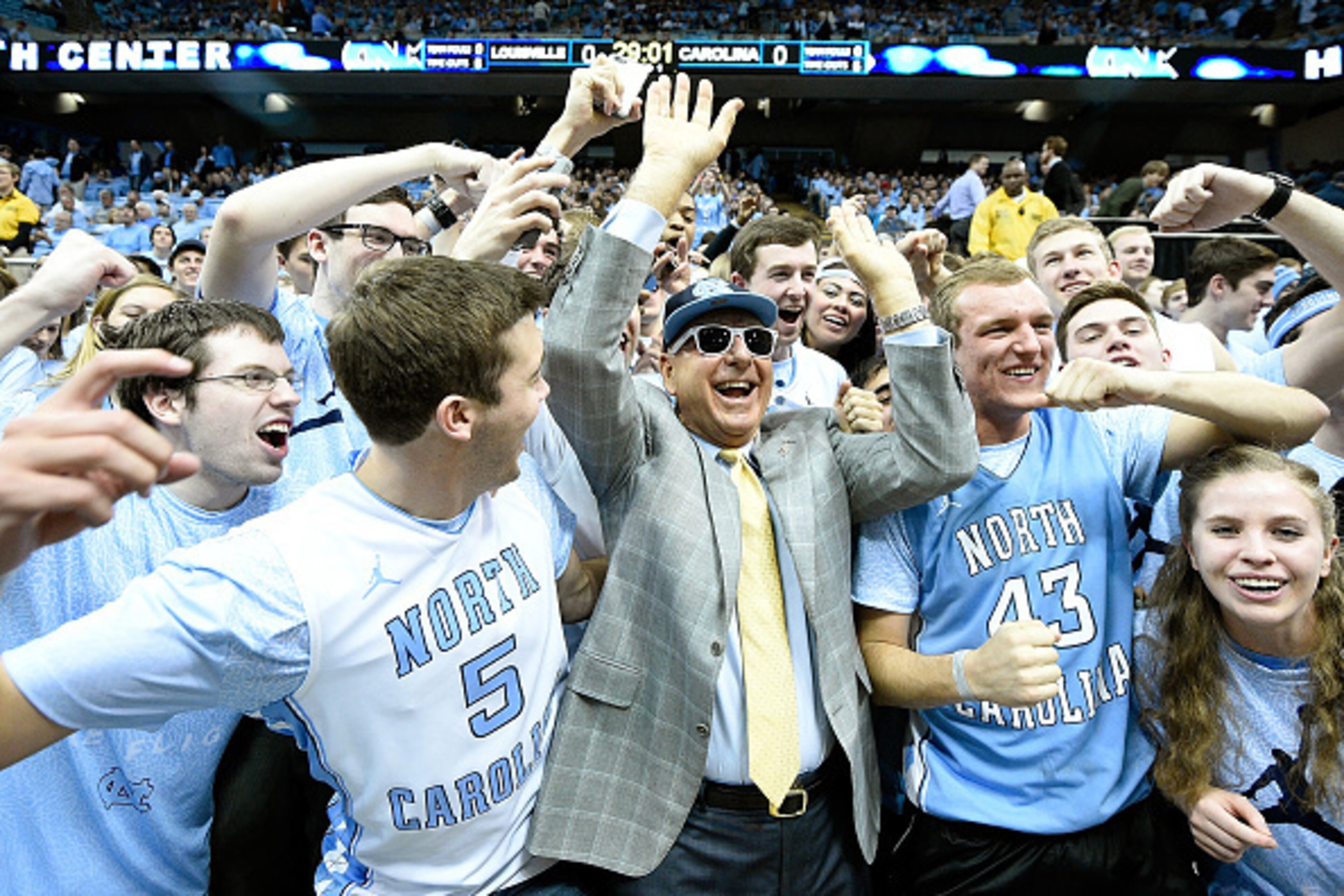 CHAPEL HILL, NC - JANUARY 10: ESPN personality Dick Vitale spends time in the student section before the game between the North Carolina Tar Heels and the Louisville Cardinals at the Dean Smith Center on January 10, 2015 in Chapel Hill, North Carolina. CHAPEL HILL, NC - JANUARY 10: ESPN personality Dick Vitale spends time in the student section before the game between the North Carolina Tar Heels and the Louisville Cardinals at the Dean Smith Center on January 10, 2015 in Chapel Hill, North Carolina.
