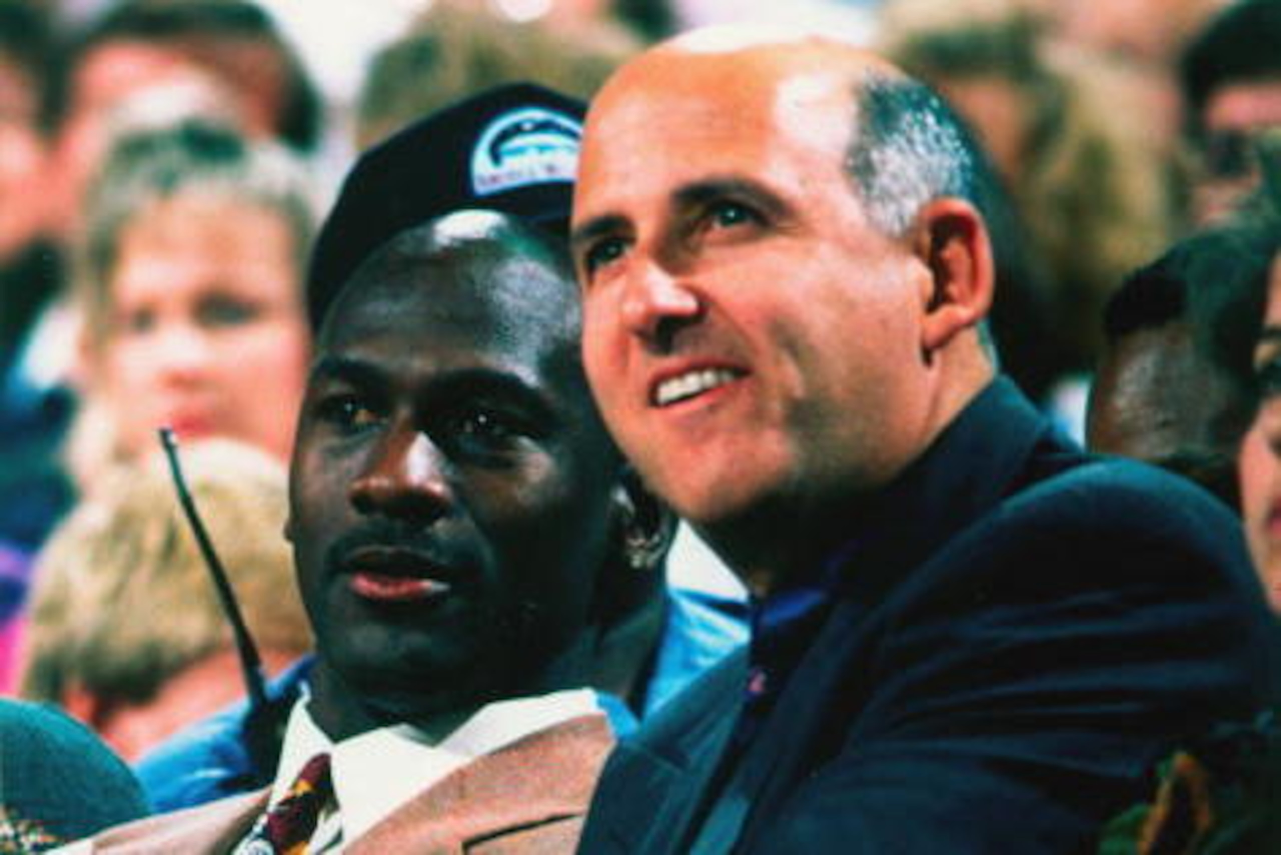 LOS ANGELES - 1992: Agent David Falk sits with Michael Jordan of the Chicago Bulls in 1992 in Los Angeles, California. NOTE TO USER:User expressly acknowledges and agrees that, by downloading and/or using this Photograph, user is consenting to the terms LOS ANGELES - 1992: Agent David Falk sits with Michael Jordan of the Chicago Bulls in 1992 in Los Angeles, California. NOTE TO USER:User expressly acknowledges and agrees that, by downloading and/or using this Photograph, user is consenting to the terms