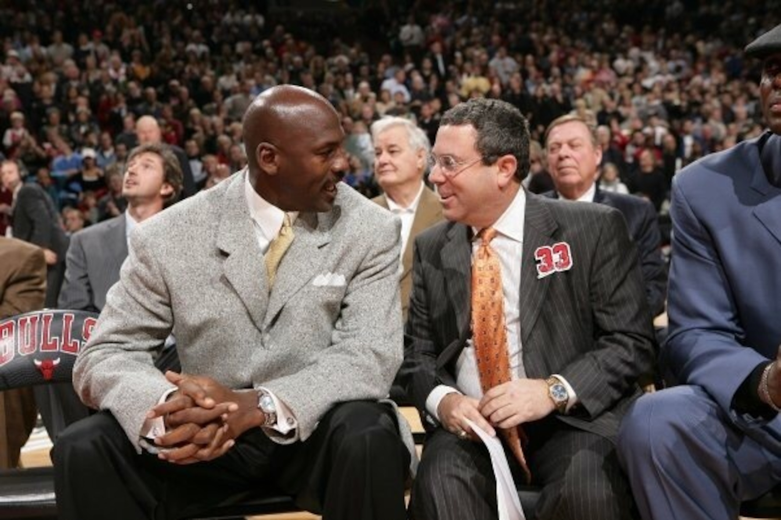 Jordan and Steve Schanwald at Scottie Pippen's jersey retirement ceremony at the United Center on Dec. 9, 2005. Jordan and Steve Schanwald at Scottie Pippen's jersey retirement ceremony at the United Center on Dec. 9, 2005.
