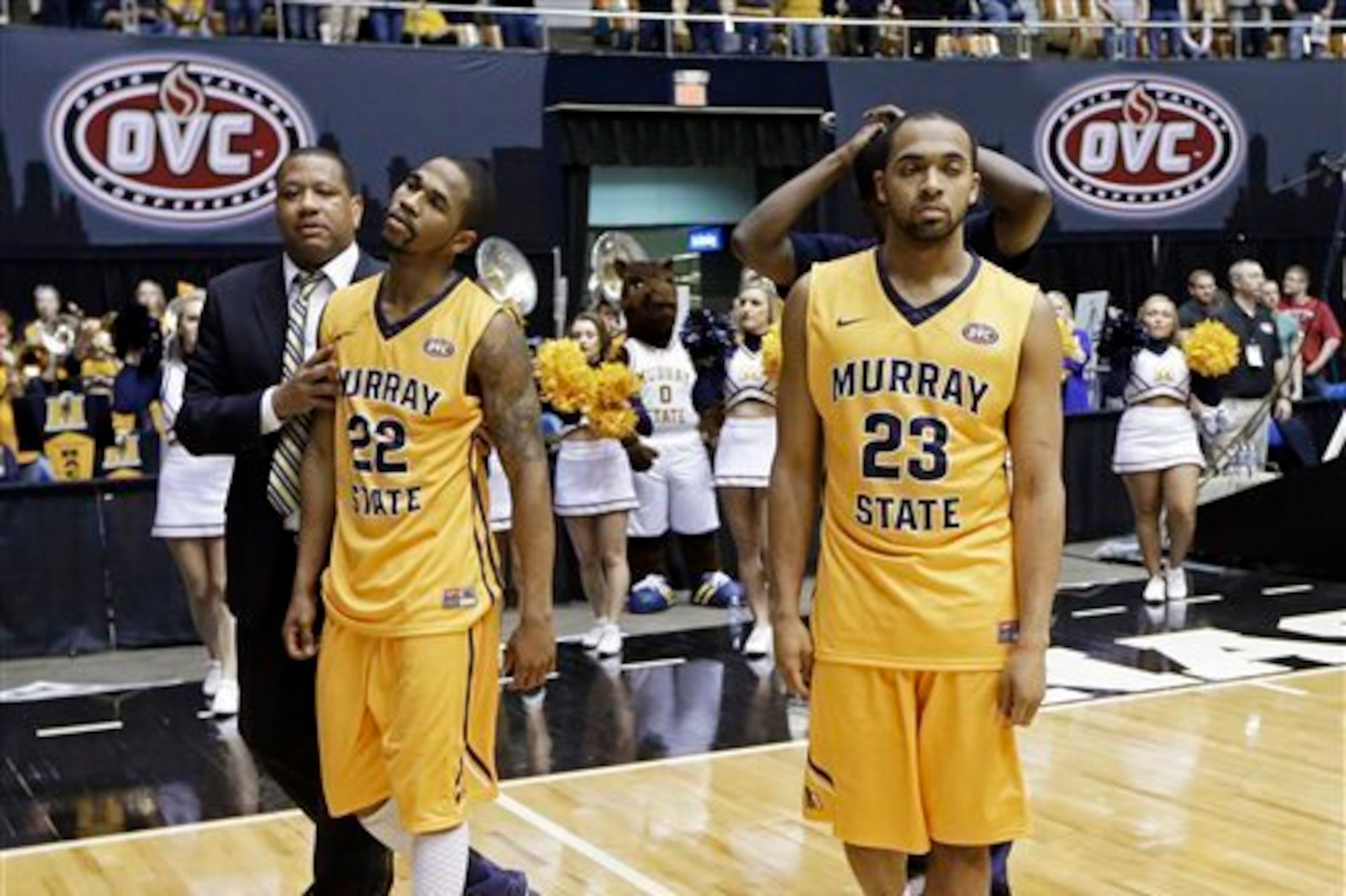 Murray State players were devastated after their 88-87 loss to Belmont in the Ohio Valley Conference championship game.