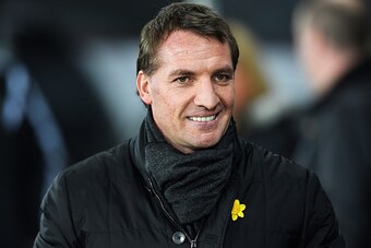SWANSEA, WALES - MARCH 16:  Brendan Rodgers, manager of Liverpool smiles during the Barclays Premier League match between Swansea City and Liverpool at Liberty Stadium on March 16, 2015 in Swansea, Wales.  (Photo by Mike Hewitt/Getty Images)