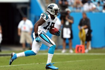 CHARLOTTE, NC - SEPTEMBER 16:   Joe Adams #15 of the Carolina Panthers during their game at Bank of America Stadium on September 16, 2012 in Charlotte, North Carolina.  (Photo by Streeter Lecka/Getty Images)