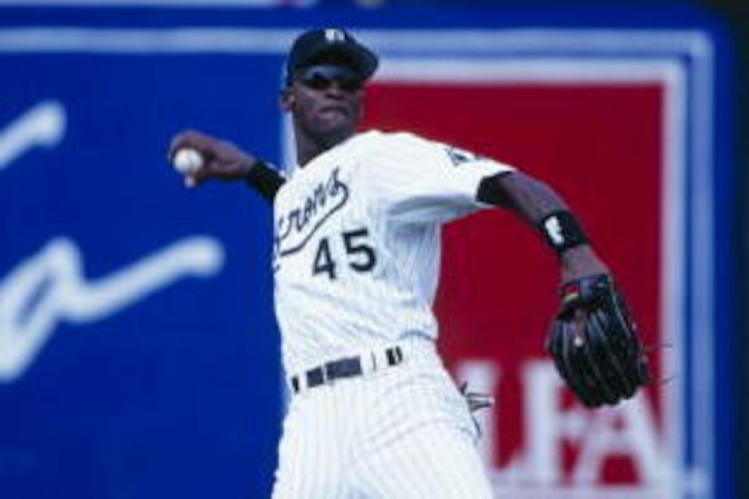 HOOVER, AL - AUGUST 1994: Michael Jordan #45 of the Birmingham Barons throws during an August 1994 game against the Memphis Chicks at Hoover Metropolitan Stadium in Hoover, Alabama. (Photo by Jim Gund/Getty Images) HOOVER, AL - AUGUST 1994: Michael Jordan #45 of the Birmingham Barons throws during an August 1994 game against the Memphis Chicks at Hoover Metropolitan Stadium in Hoover, Alabama. (Photo by Jim Gund/Getty Images)