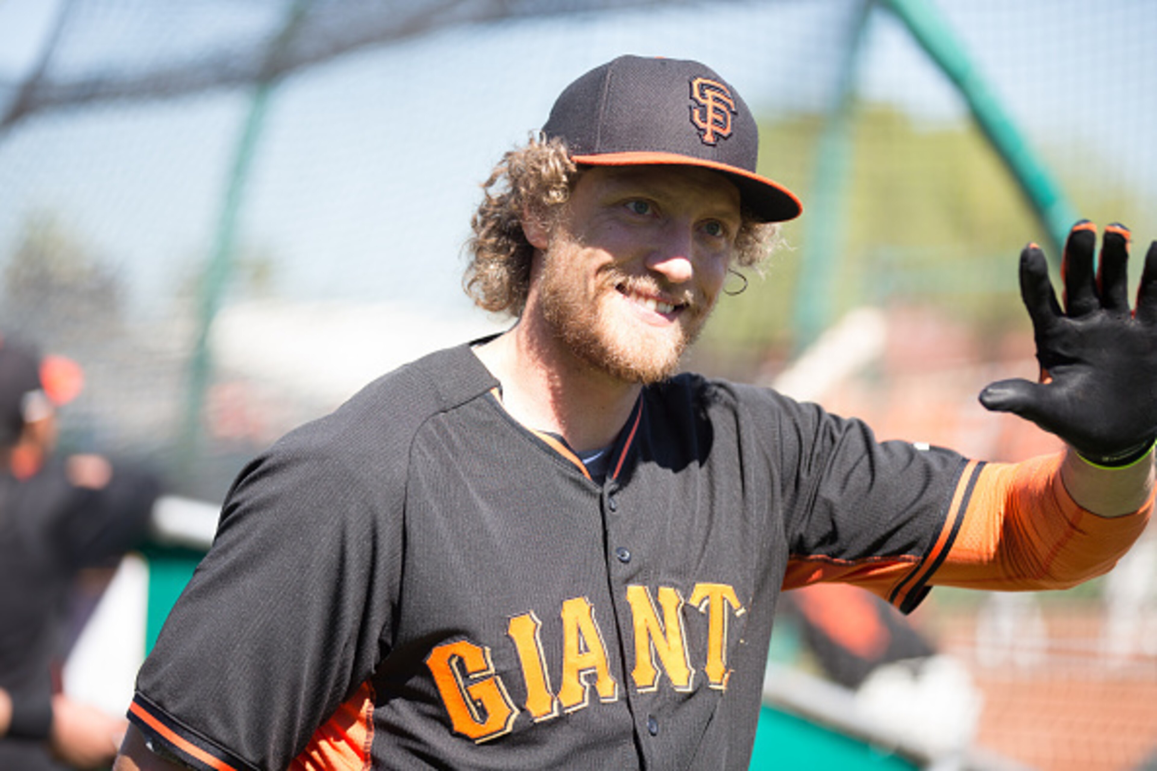 SCOTTSDALE, AZ - MARCH 4: Hunter Pence #8 of the San Francisco Giants looks on before a spring training game at Scottsdale Stadium on March 4, 2015 in Scottsdale, Arizona. (Photo by Rob Tringali/Getty Images)