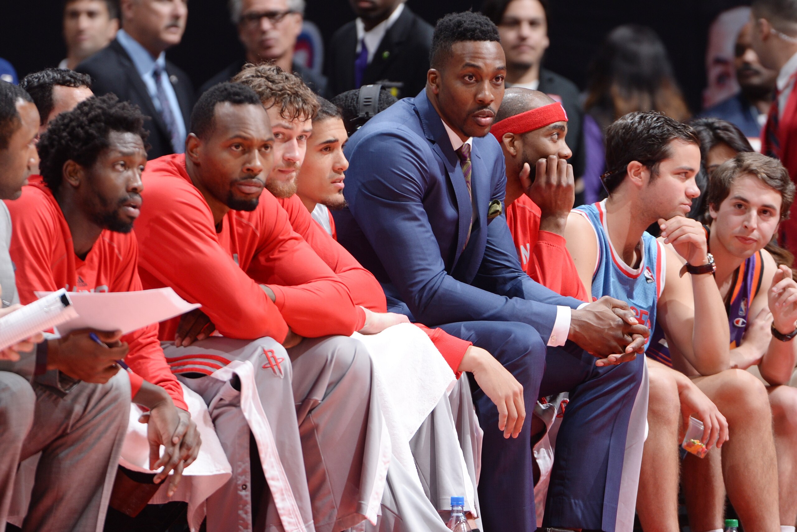 LOS ANGELES, CA - MARCH 15: Dwight Howard #12 of the Houston Rockets during the game against the Los Angeles Clippers on March 15, 2015 at STAPLES Center in Los Angeles, California. NOTE TO USER: User expressly acknowledges and agrees that, by downloading