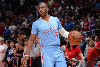 LOS ANGELES, CA - MARCH 15: Chris Paul #3 of the Los Angeles Clippers drives to the basket against the Houston Rockets during the game on March 15, 2015 at STAPLES Center in Los Angeles, California. NOTE TO USER: User expressly acknowledges and agrees tha