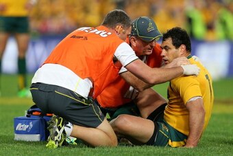 SYDNEY, AUSTRALIA - JULY 06:  George Smith of the Wallabies is injured during the International Test match between the Australian Wallabies and British & Irish Lions at ANZ Stadium on July 6, 2013 in Sydney, Australia.  (Photo by Cameron Spencer/Getty Ima