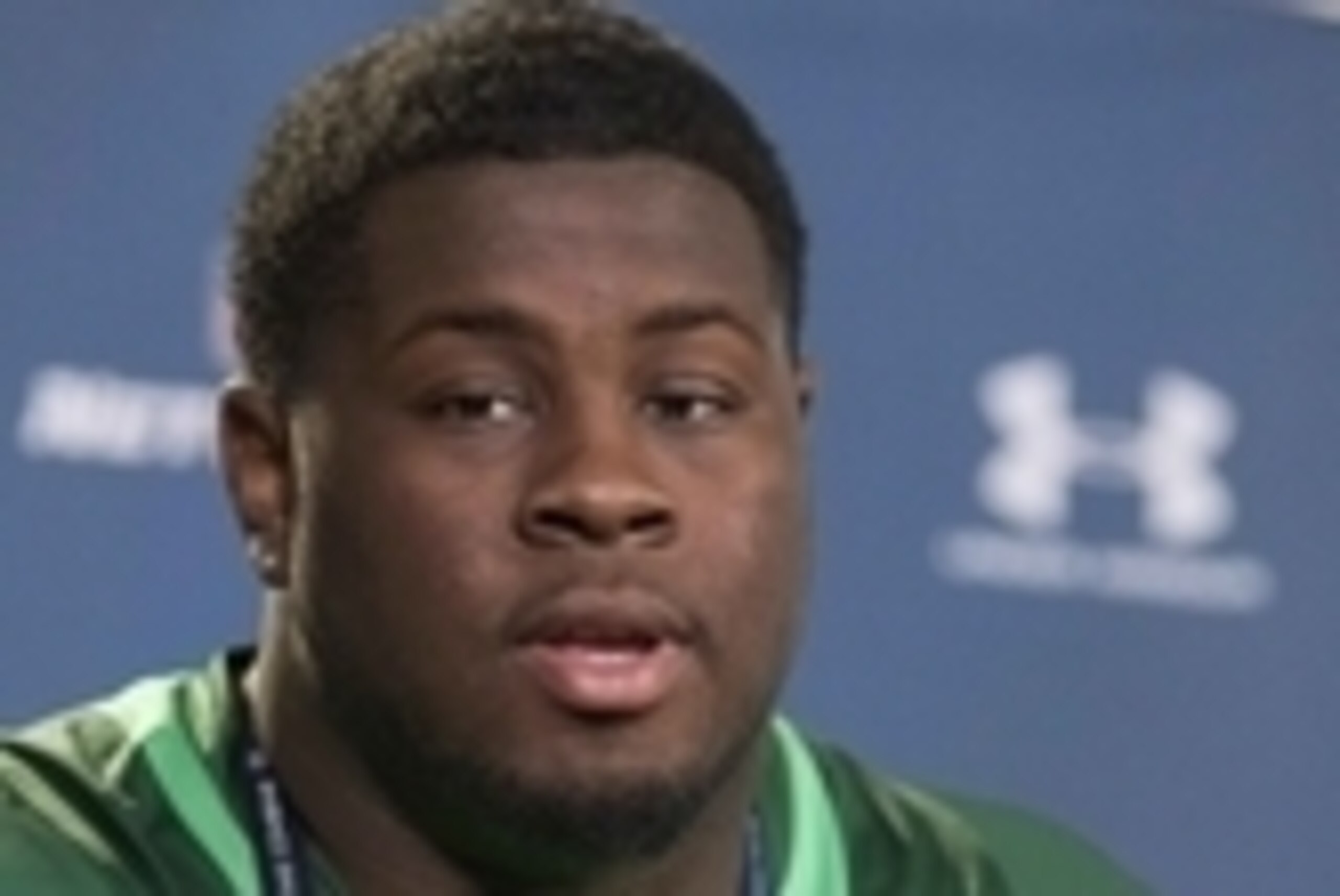 Feb 20, 2015; Indianapolis, IN, USA; Florida State defensive lineman Eddie Goldman speaks to the media at the 2015 NFL Combine at Lucas Oil Stadium. Mandatory Credit: Trevor Ruszkowski-USA TODAY Sports