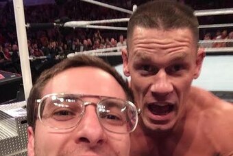 John Cena stops for a photo.