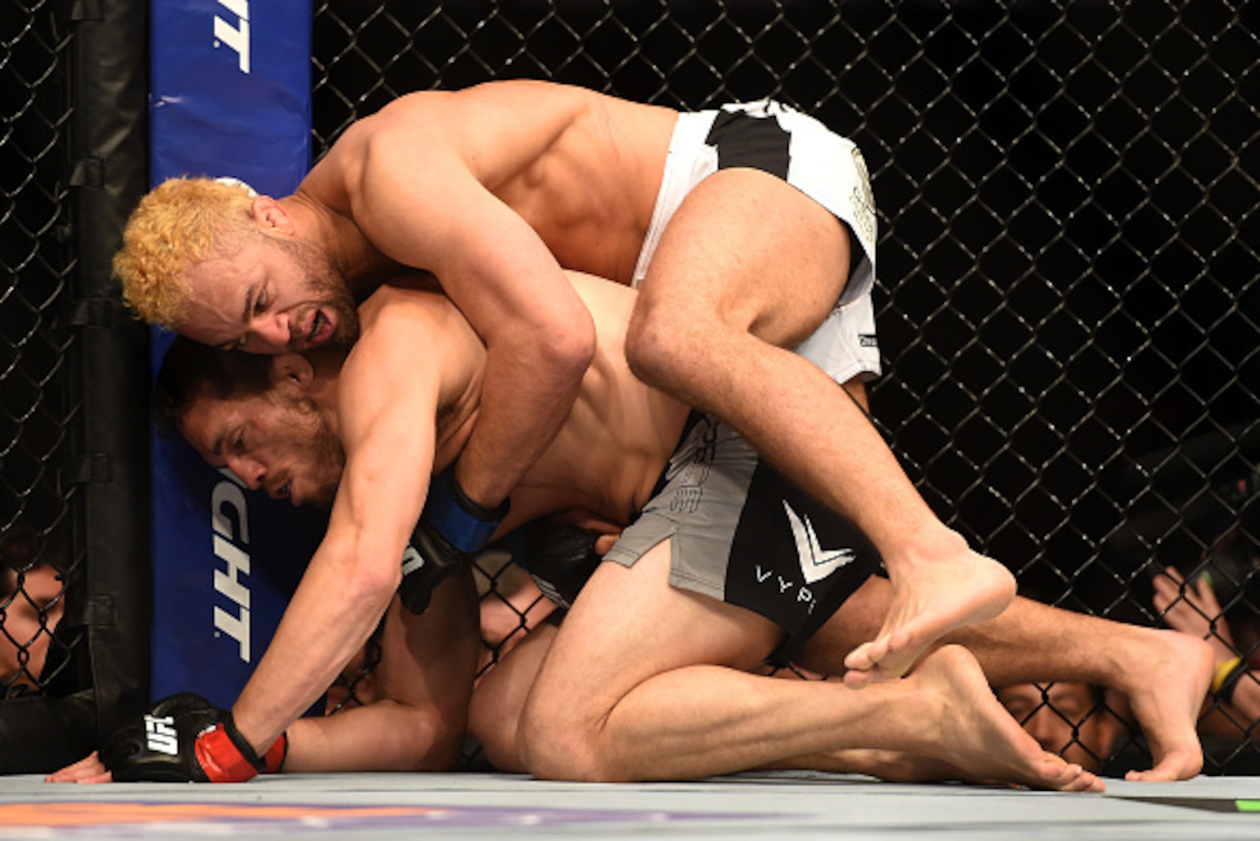 LOS ANGELES, CA - FEBRUARY 28:  (top) Josh Koscheck controls the body of Jake Ellenberger in their welterweight bout during the UFC 184 event at Staples Center on February 28, 2015 in Los Angeles, California.  (Photo by Harry How/Getty Images)