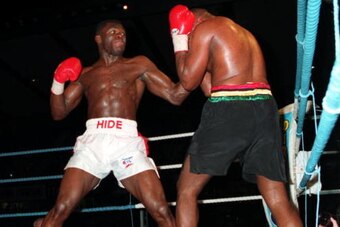 19 MAR 1994:  HERBIE HIDE OF GREAT BRITAIN PREPARES TO LAUNCH A LEFT HOOK INTO MICHAEL BENTT DURING THEIR WBO HEAVYWEIGHT TITLE FIGHT AT THE NEW DEN AT MILLWALL, LONDON. HIDE WON THE FIGHT WITH A KNOCKOUT IN THE 7TH ROUND, HAVING ALREADY KNOCKED BENTT DOW