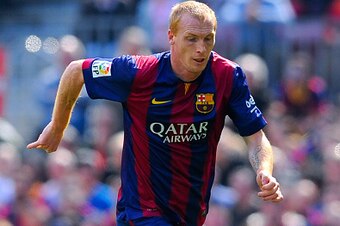 BARCELONA, SPAIN - MARCH 08:  Jeremy Mathieu of FC Barcelona runs with the ball during the La Liga match between FC Barcelona and Rayo Vallecano de Madrid at Camp Nou on March 8, 2015 in Barcelona, Spain.  (Photo by David Ramos/Getty Images)