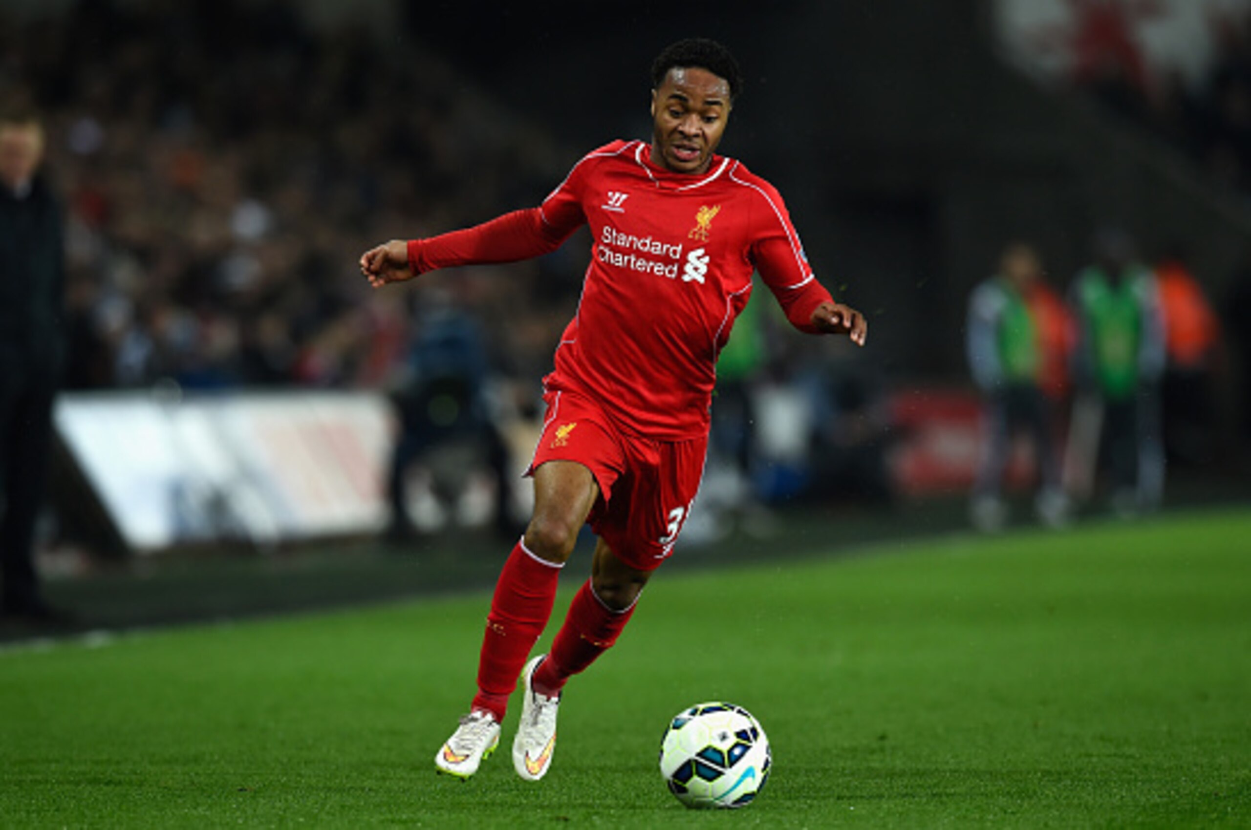 SWANSEA, WALES - MARCH 16: Liverpool player Raheem Sterling in action during the Barclays Premiership match between Swansea City and Liverpool at Liberty Stadium on March 16, 2015 in Swansea, Wales. (Photo by Stu Forster/Getty Images) SWANSEA, WALES - MARCH 16: Liverpool player Raheem Sterling in action during the Barclays Premiership match between Swansea City and Liverpool at Liberty Stadium on March 16, 2015 in Swansea, Wales. (Photo by Stu Forster/Getty Images)