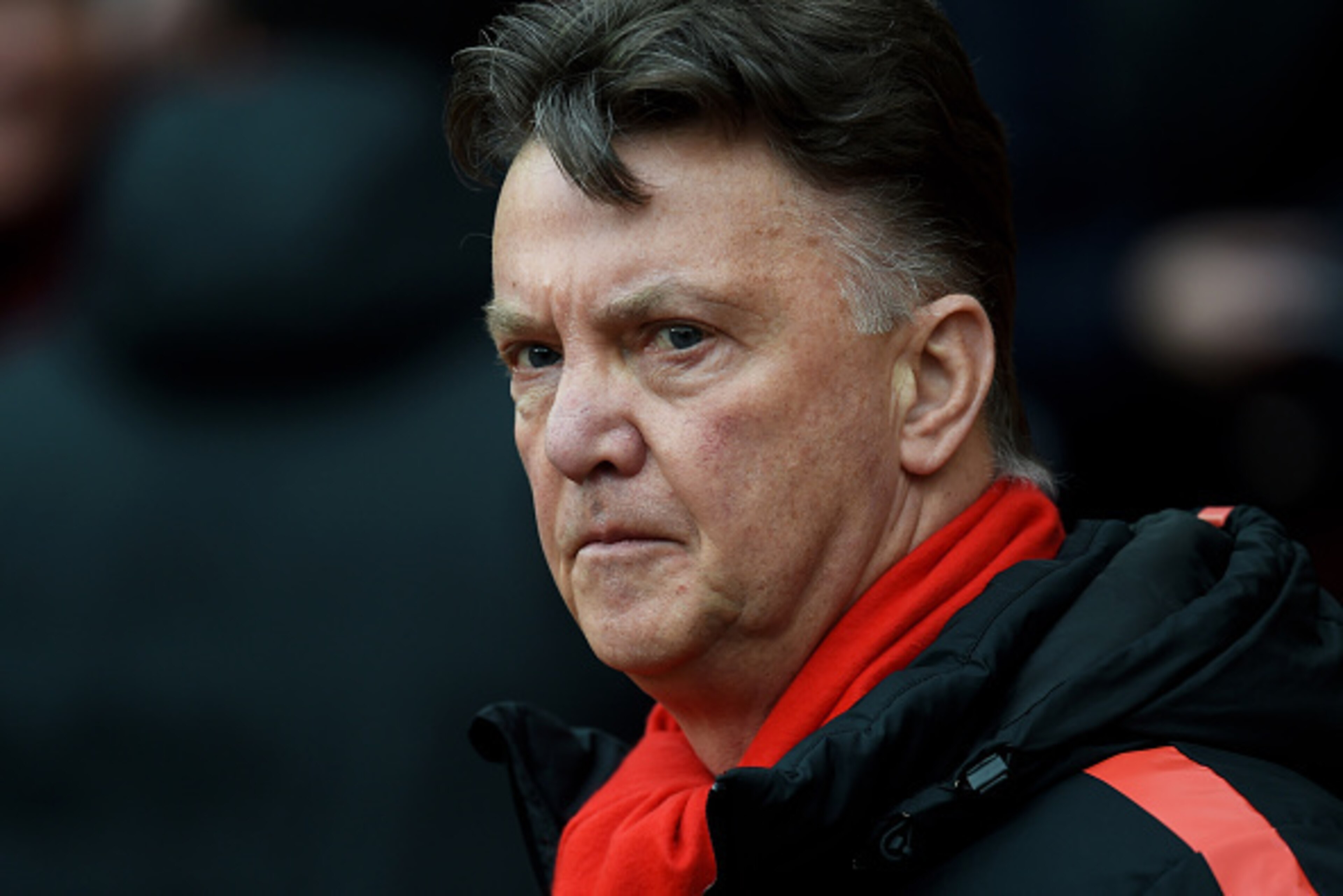 MANCHESTER, ENGLAND - MARCH 15:  Louis van Gaal the manager of Manchester United looks on during the Barclays Premier League match between Manchester United and Tottenham Hotspur at Old Trafford on March 15, 2015 in Manchester, England.  (Photo by Michael