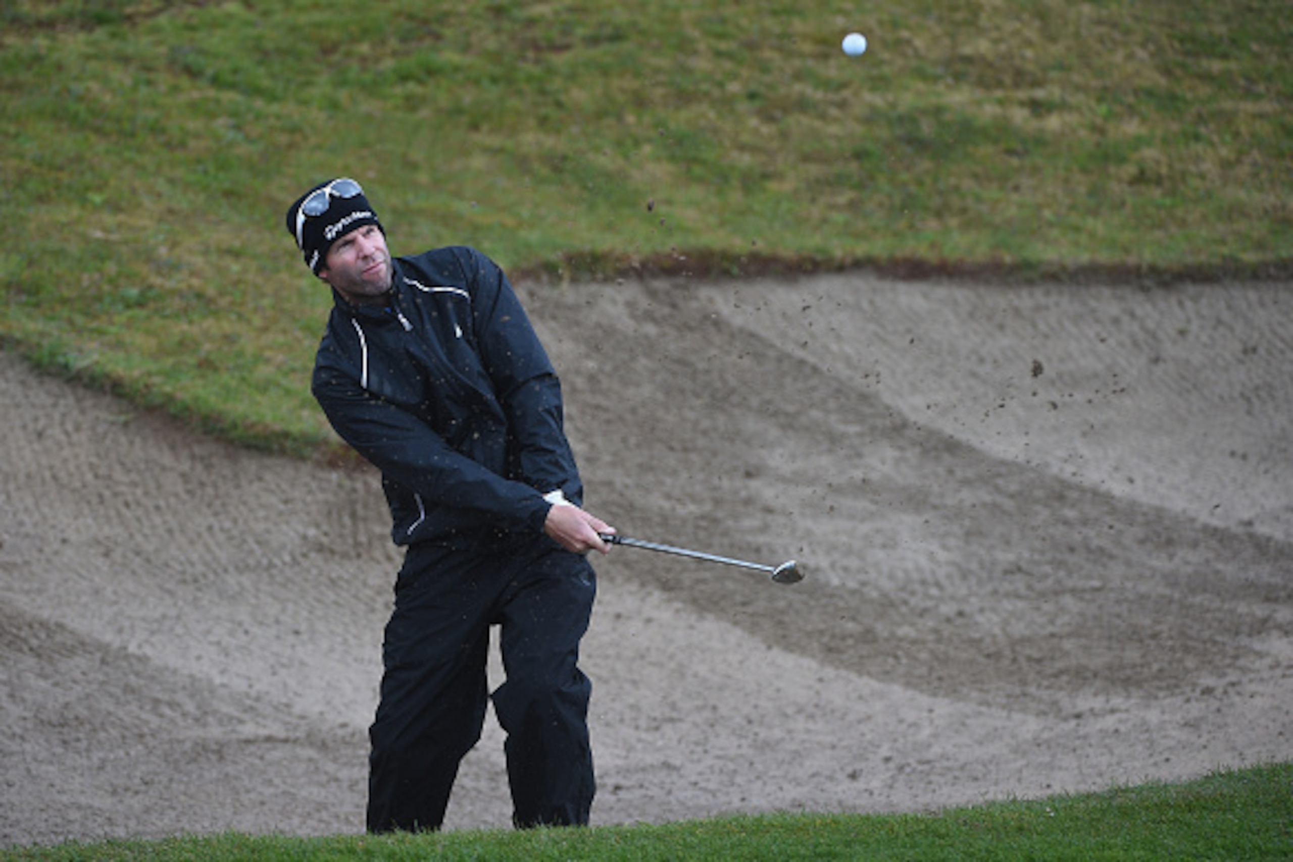 FUNCHAL, MADEIRA, PORTUGAL - MARCH 21:  Bradley Dredge of Wales in action during the continuation of the first round of the Madeira Islands Open at Santo da Serra Golf Club in Santo da Serra on March 21, 2015 in Funchal, Madeira, Portugal.  (Photo by Ross