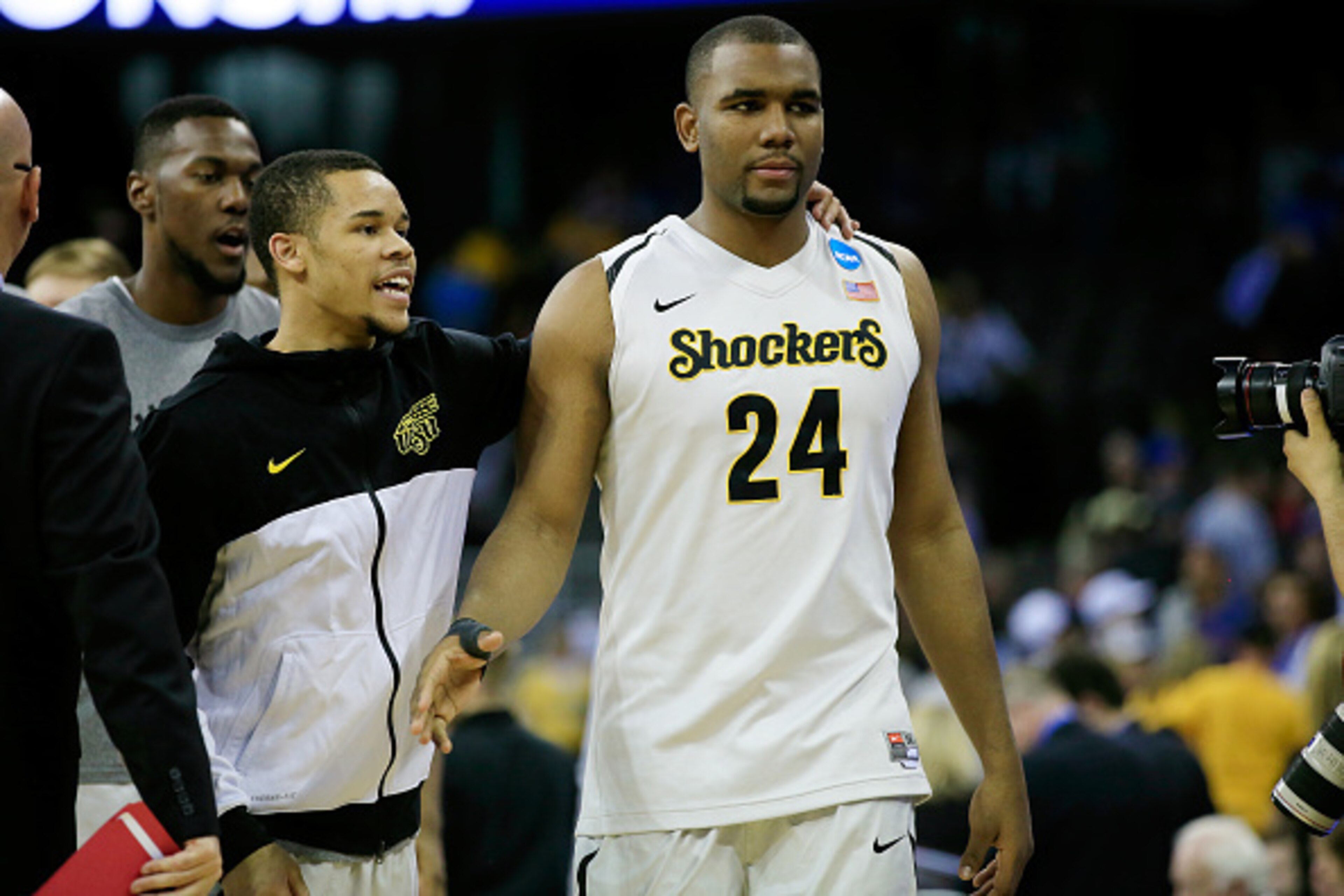 OMAHA, NE - MARCH 20: Shaquille Morris #24 of the Wichita State Shockers walks off the court after defeating the Indiana Hoosiers 81-76 during the second round of the 2015 NCAA Men's Basketball Tournament at the CenturyLink Center on March 20, 2015 in Oma OMAHA, NE - MARCH 20: Shaquille Morris #24 of the Wichita State Shockers walks off the court after defeating the Indiana Hoosiers 81-76 during the second round of the 2015 NCAA Men's Basketball Tournament at the CenturyLink Center on March 20, 2015 in Oma