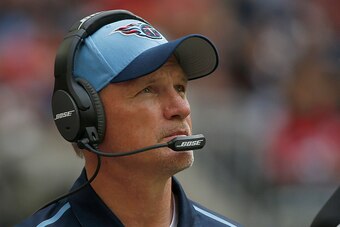 HOUSTON, TX - NOVEMBER 30: Head coach Ken Whisenhunt of the Tennessee Titans walks the sidelines while coaching against the Houston Texans in the third quarter in a NFL game on November 30, 2014 at NRG Stadium in Houston, Texas. (Photo by Scott Halleran/G