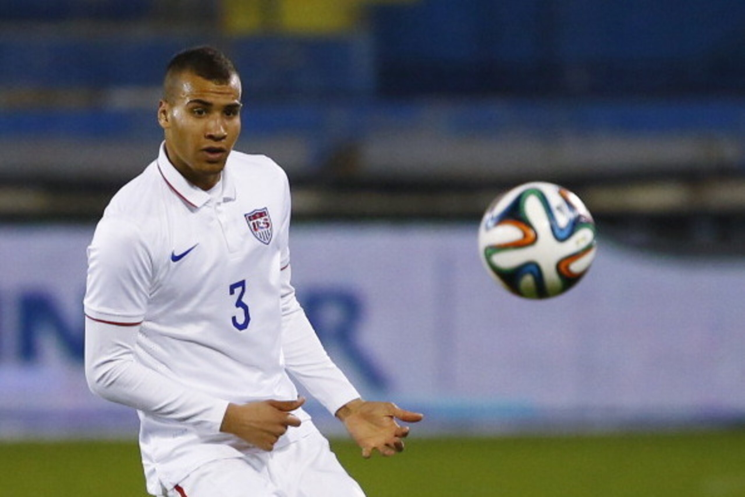 LARNACA, CYPRUS - MARCH 05:  John Brooks of the USA,  in action during the Ukraine v USA International Friendly  at Antonis Papadopoulos stadium on March 5, 2014 in Larnaca, Cyprus.  (Photo by Andrew Caballero-Reynolds/Getty Images)