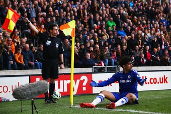 HULL, ENGLAND - MARCH 22:  Diego Costa of Chelsea appeals during the Barclays Premier League match between Hull City and Chelsea at KC Stadium on March 22, 2015 in Hull, England.  (Photo by Matthew Lewis/Getty Images)
