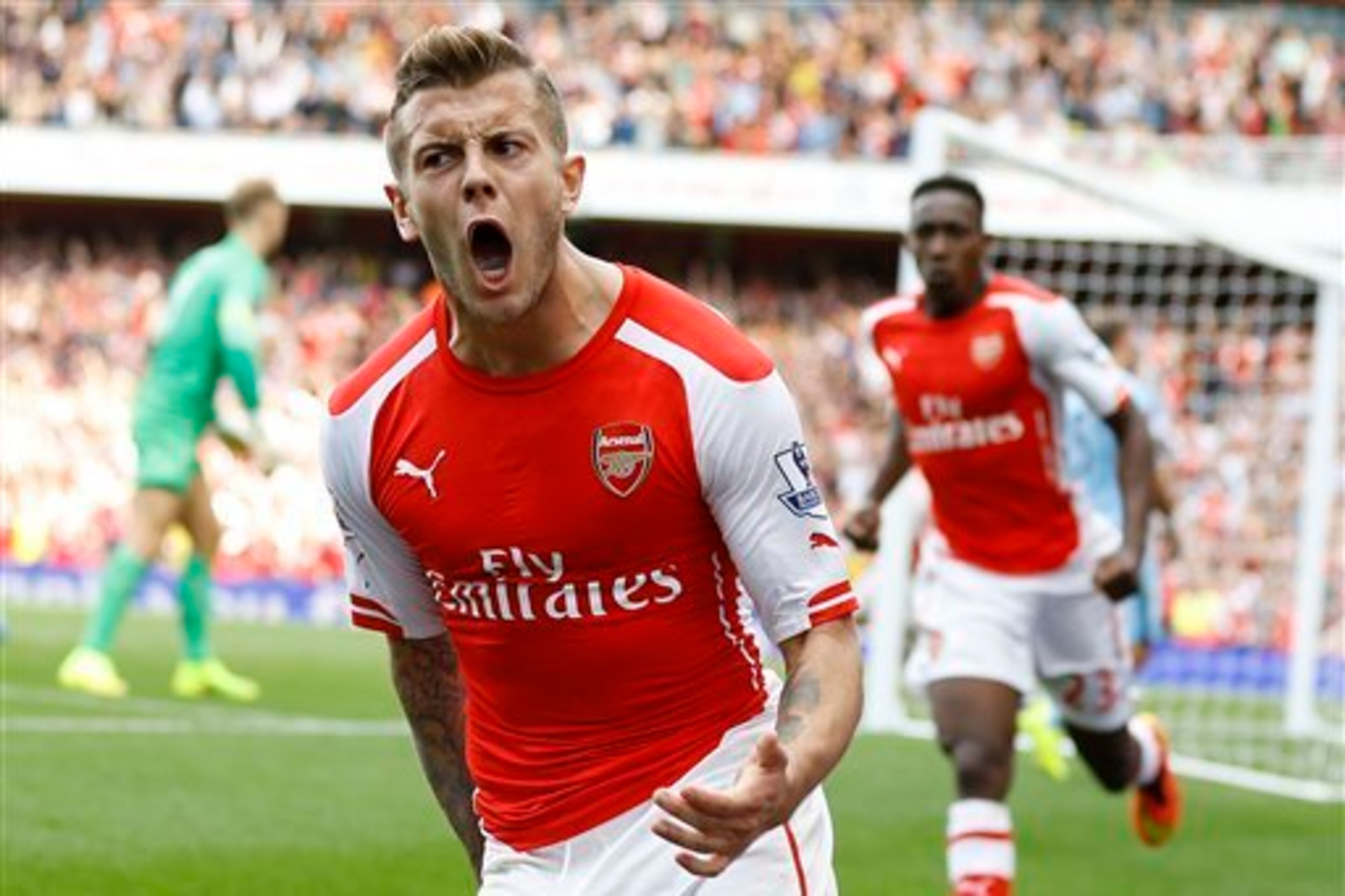 Wilshere celebrates a rare moment of positivity this season.