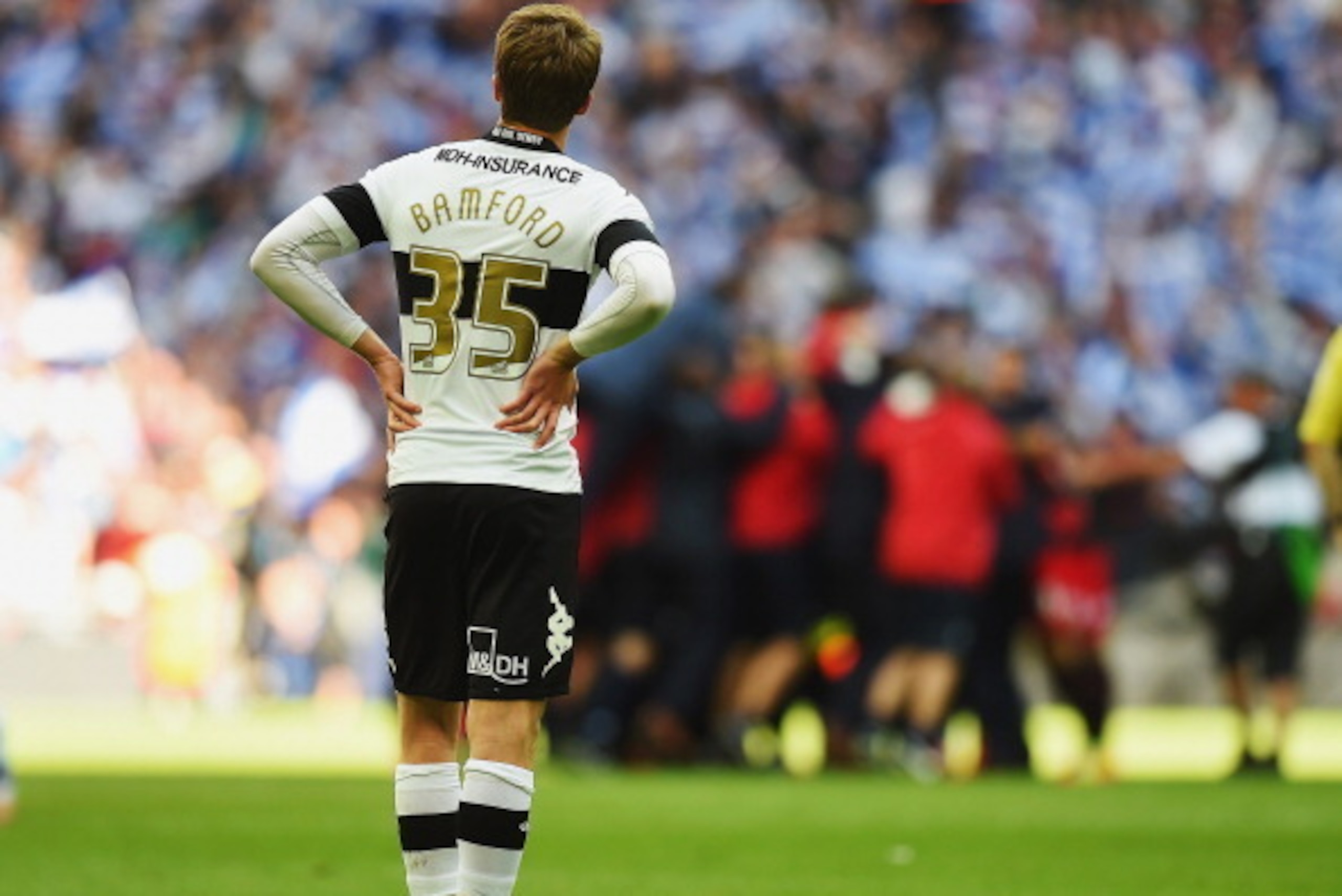 LONDON, ENGLAND - MAY 24: Patrick Bamford of Derby County reacts following his sides defeat during the Sky Bet Championship Playoff Final between Derby County and Queens Park Rangers at Wembley Stadium on May 24, 2014 in London, England. (Photo by Mike LONDON, ENGLAND - MAY 24: Patrick Bamford of Derby County reacts following his sides defeat during the Sky Bet Championship Playoff Final between Derby County and Queens Park Rangers at Wembley Stadium on May 24, 2014 in London, England. (Photo by Mike