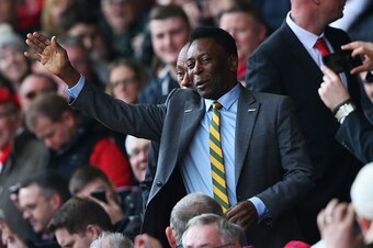 LIVERPOOL, ENGLAND - MARCH 22:  Pele of Brazil attends the Barclays Premier League match between Liverpool and Manchester United at Anfield on March 22, 2015 in Liverpool, England.  (Photo by Alex Livesey/Getty Images)