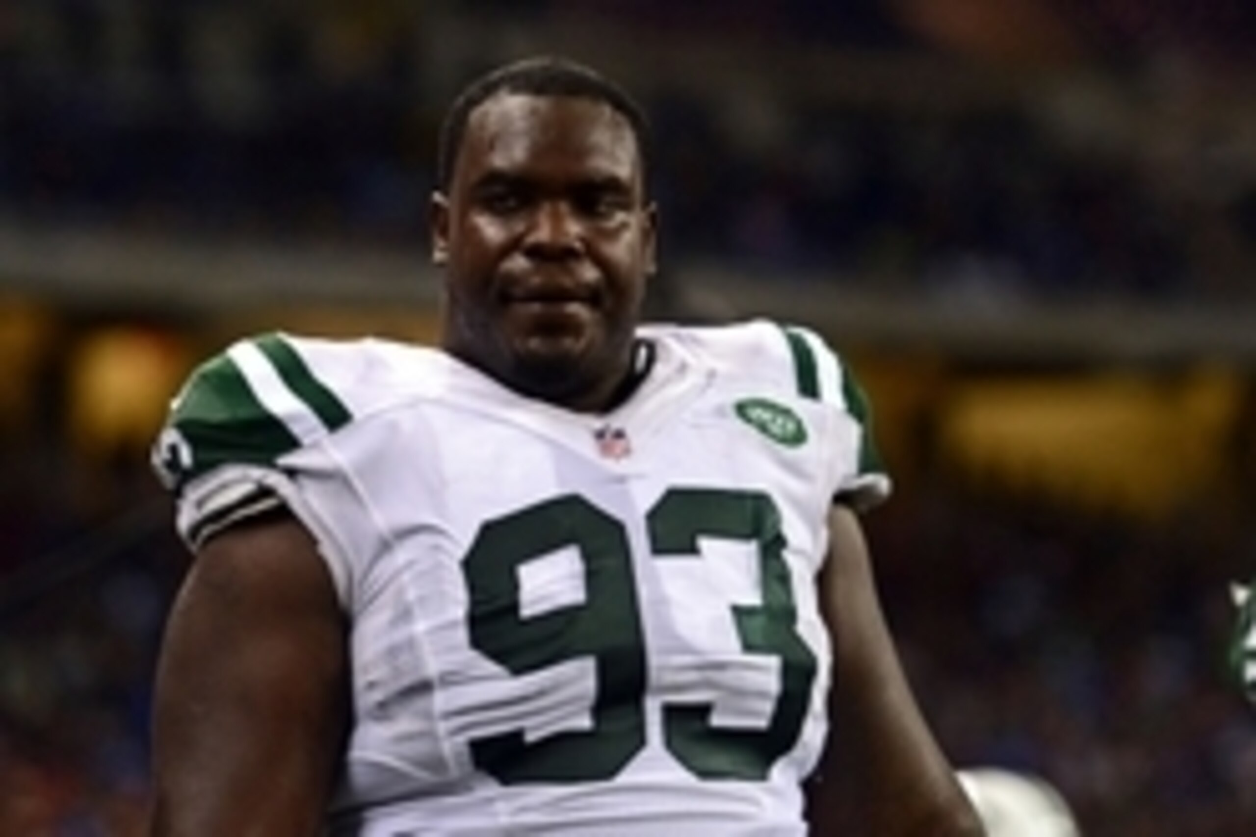 Nov 24, 2014; Detroit, MI, USA; New York Jets defensive end Kenrick Ellis (93) against the Buffalo Bills at Ford Field. Mandatory Credit: Andrew Weber-USA TODAY Sports