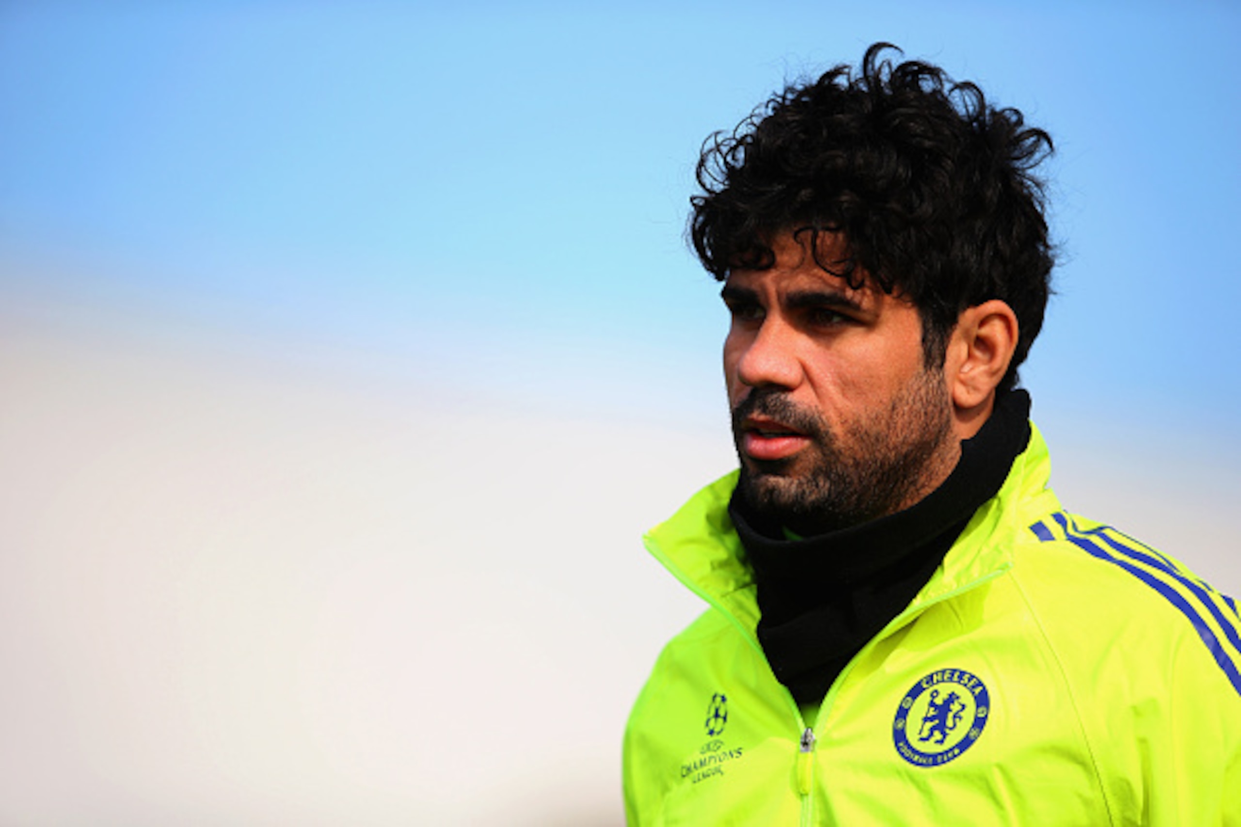 COBHAM, ENGLAND - MARCH 10:  Diego Costa looks on during a Chelsea training session ahead of the UEFA Champions League Round of 16 second leg match against Paris Saint-Germain at Chelsea Training Ground on March 10, 2015 in Cobham, England.  (Photo by Pau
