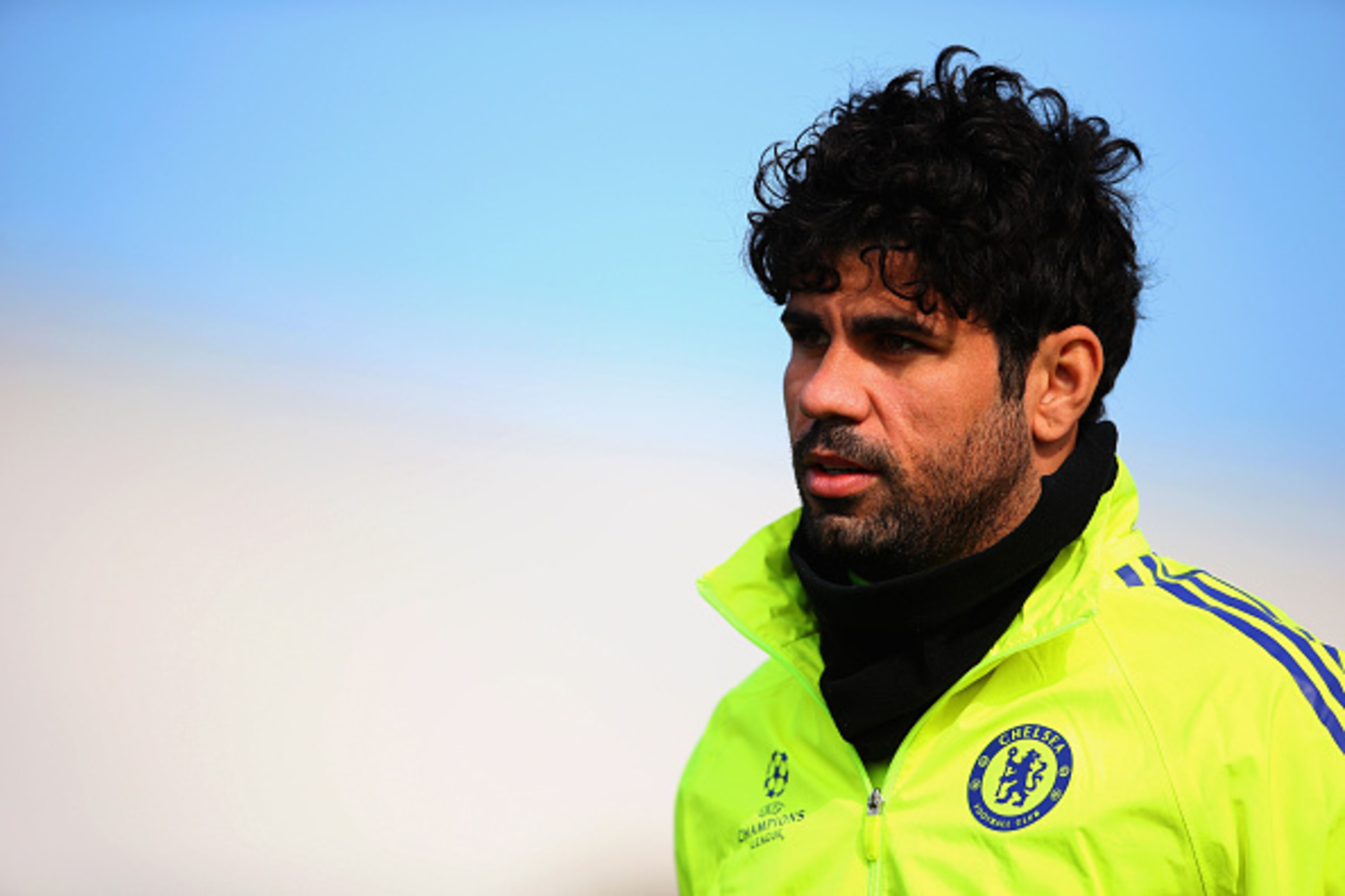 COBHAM, ENGLAND - MARCH 10:  Diego Costa looks on during a Chelsea training session ahead of the UEFA Champions League Round of 16 second leg match against Paris Saint-Germain at Chelsea Training Ground on March 10, 2015 in Cobham, England.  (Photo by Pau