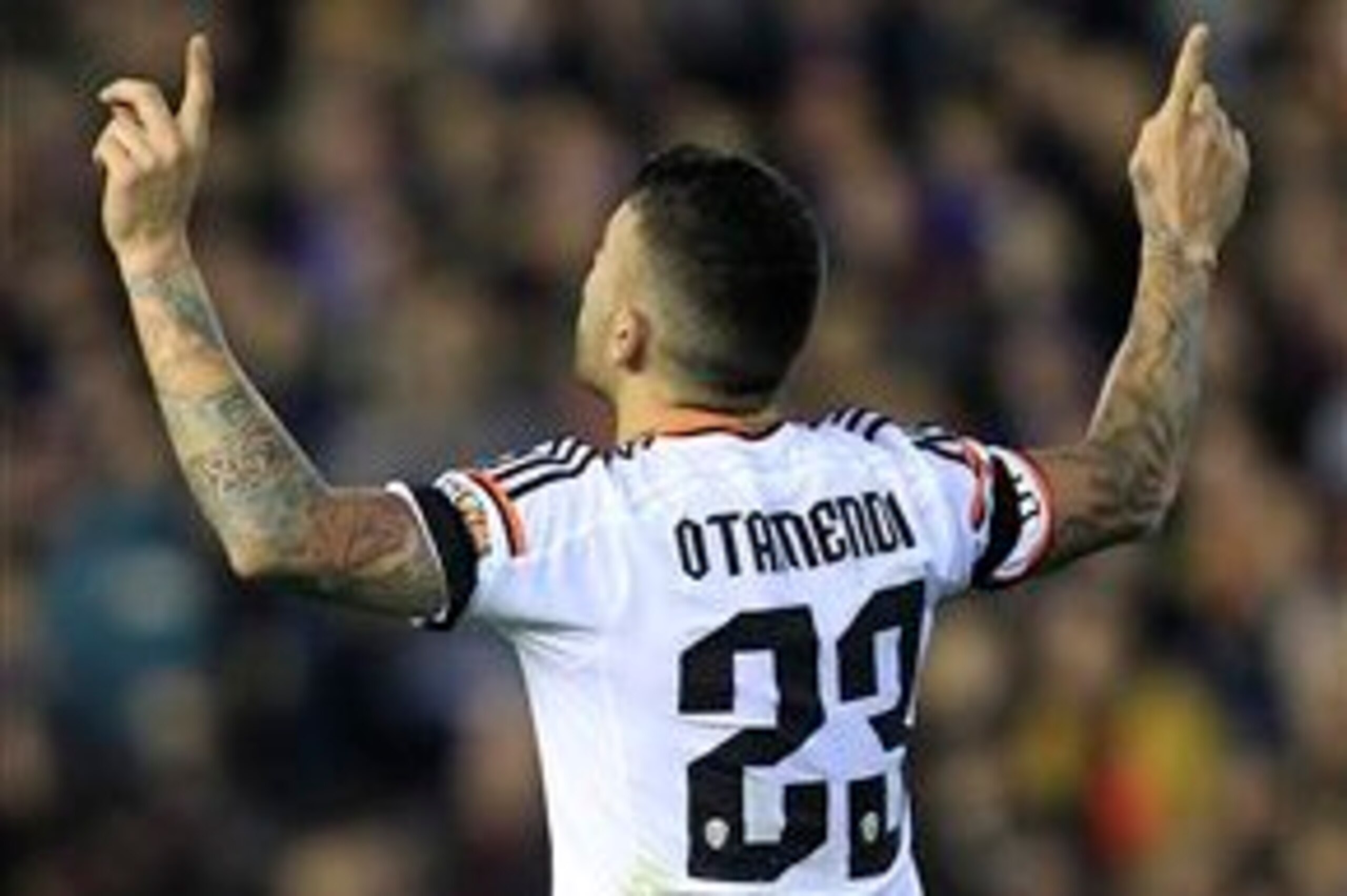 Otamendi celebrates the second of his three goals this season.