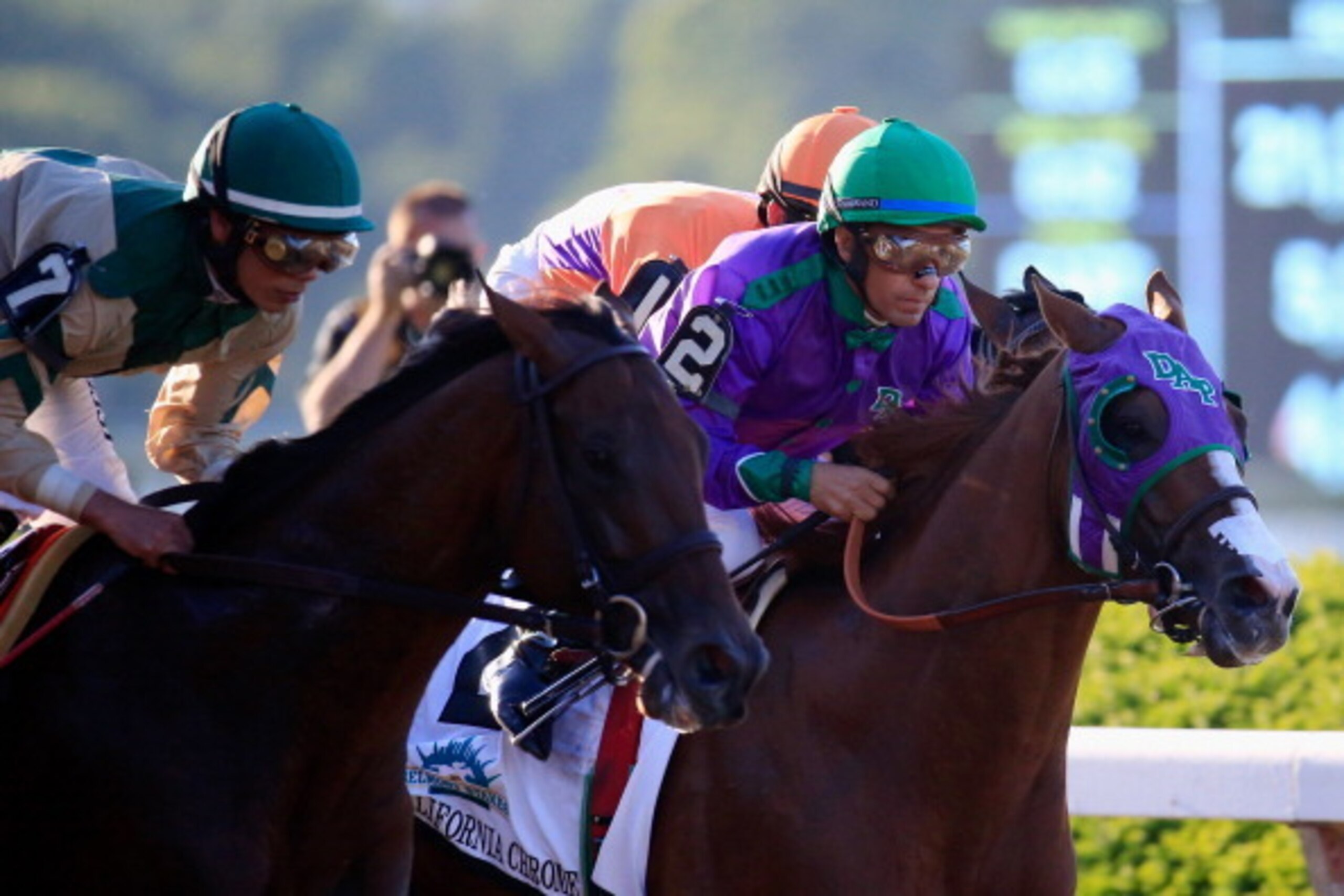 ELMONT, NY - JUNE 07: California Chrome #2, ridden by Victor Espinoza, breaks from the gate during the 146th running of the Belmont Stakes at Belmont Park on June 7, 2014 in Elmont, New York. (Photo by Rob Carr/Getty Images) ELMONT, NY - JUNE 07: California Chrome #2, ridden by Victor Espinoza, breaks from the gate during the 146th running of the Belmont Stakes at Belmont Park on June 7, 2014 in Elmont, New York. (Photo by Rob Carr/Getty Images)