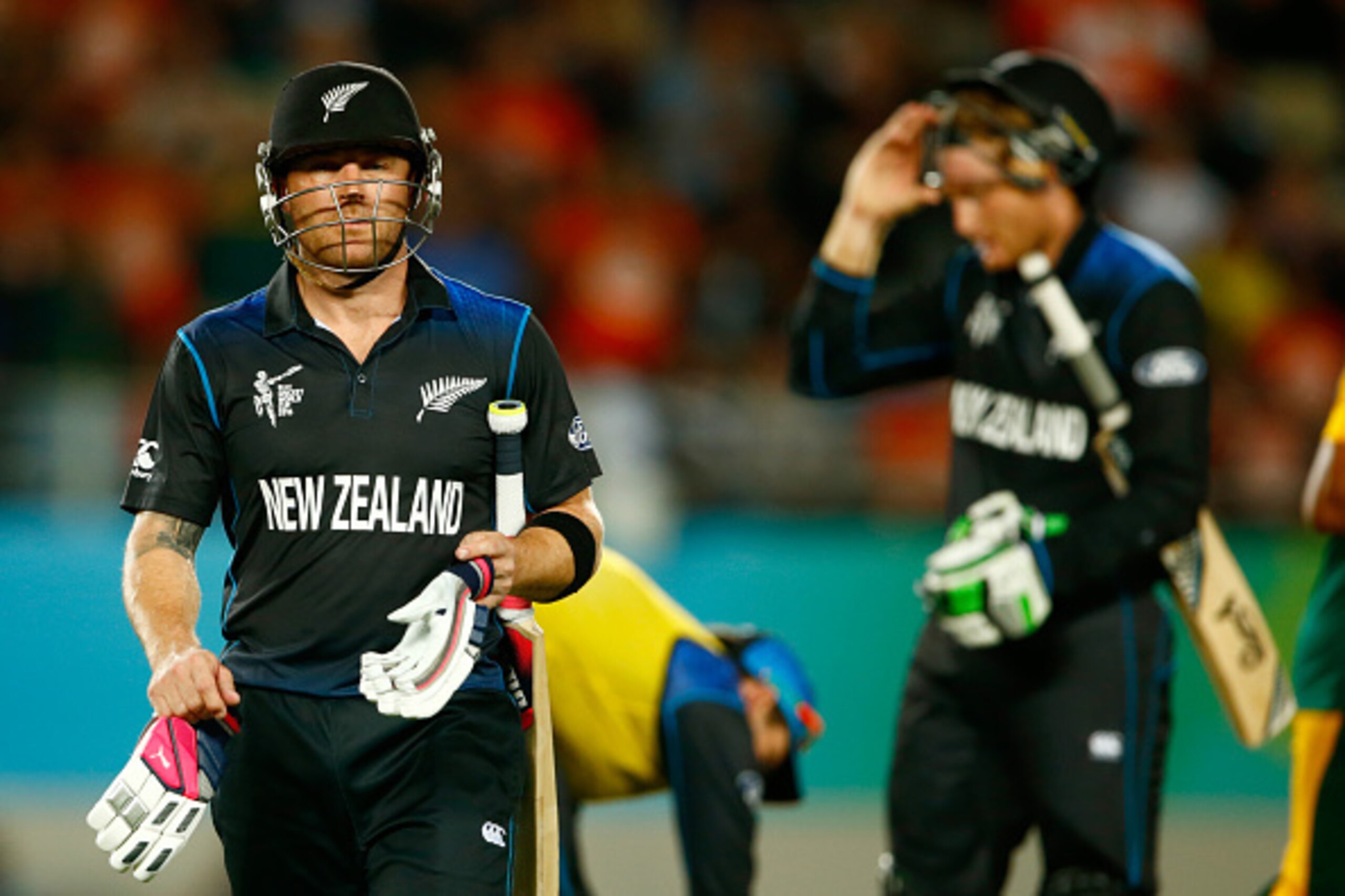 AUCKLAND, NEW ZEALAND - MARCH 24:  Brendon McCullum of New Zealand leaves the field during the 2015 Cricket World Cup Semi Final match between New Zealand and South Africa at Eden Park on March 24, 2015 in Auckland, New Zealand.  (Photo by Phil Walter/Get