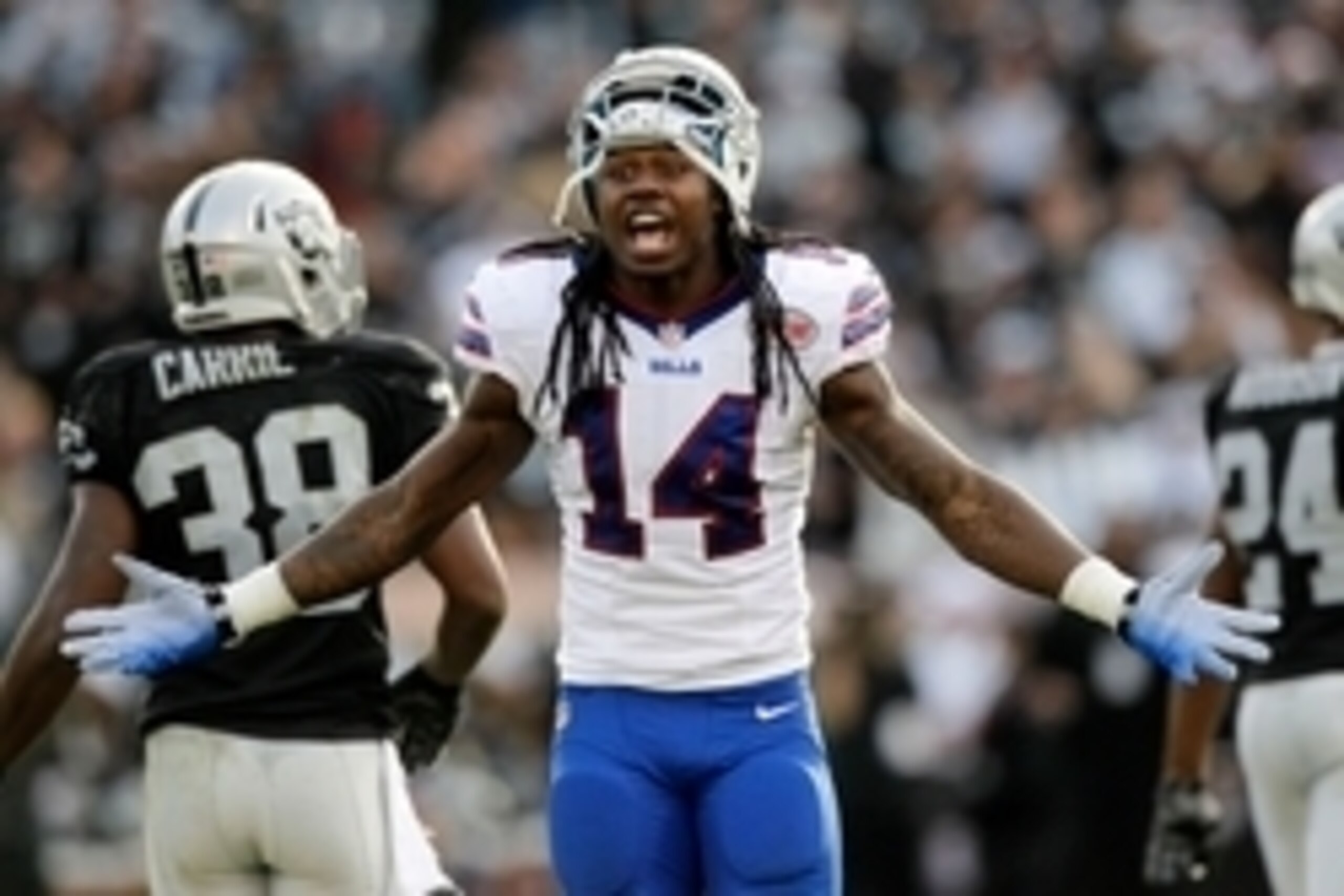 Dec 21, 2014; Oakland, CA, USA; Buffalo Bills wide receiver Sammy Watkins (14) reacts after the Bills threw an incomplete pass against the Oakland Raiders in the second quarter at O.co Coliseum. Mandatory Credit: Cary Edmondson-USA TODAY Sports