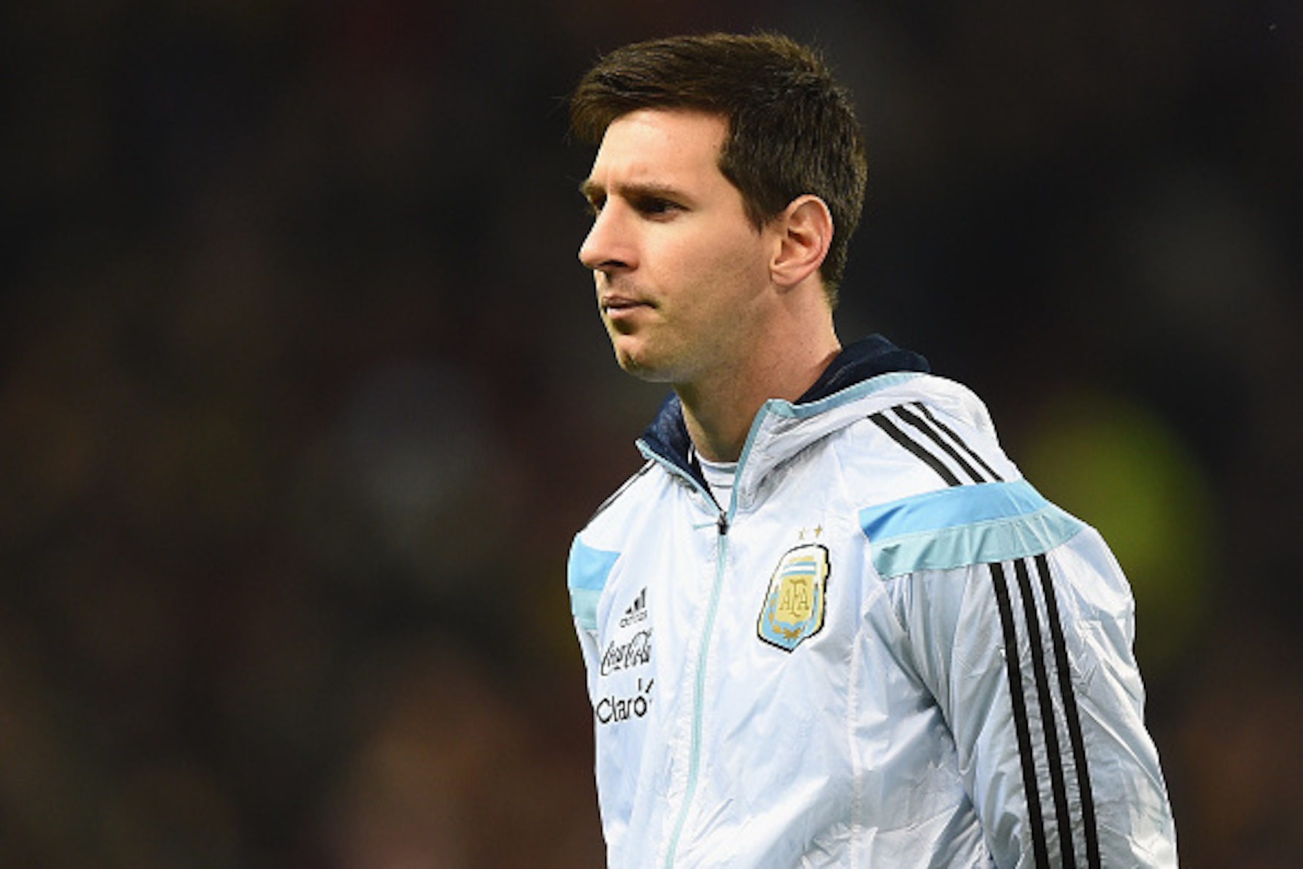 MANCHESTER, ENGLAND - NOVEMBER 18: Lionel Messi of Argentina lines up for the International Friendly match between Argentina and Portugal at Old Trafford on November 18, 2014 in Manchester, England. (Photo by Laurence Griffiths/Getty Images) MANCHESTER, ENGLAND - NOVEMBER 18: Lionel Messi of Argentina lines up for the International Friendly match between Argentina and Portugal at Old Trafford on November 18, 2014 in Manchester, England. (Photo by Laurence Griffiths/Getty Images)