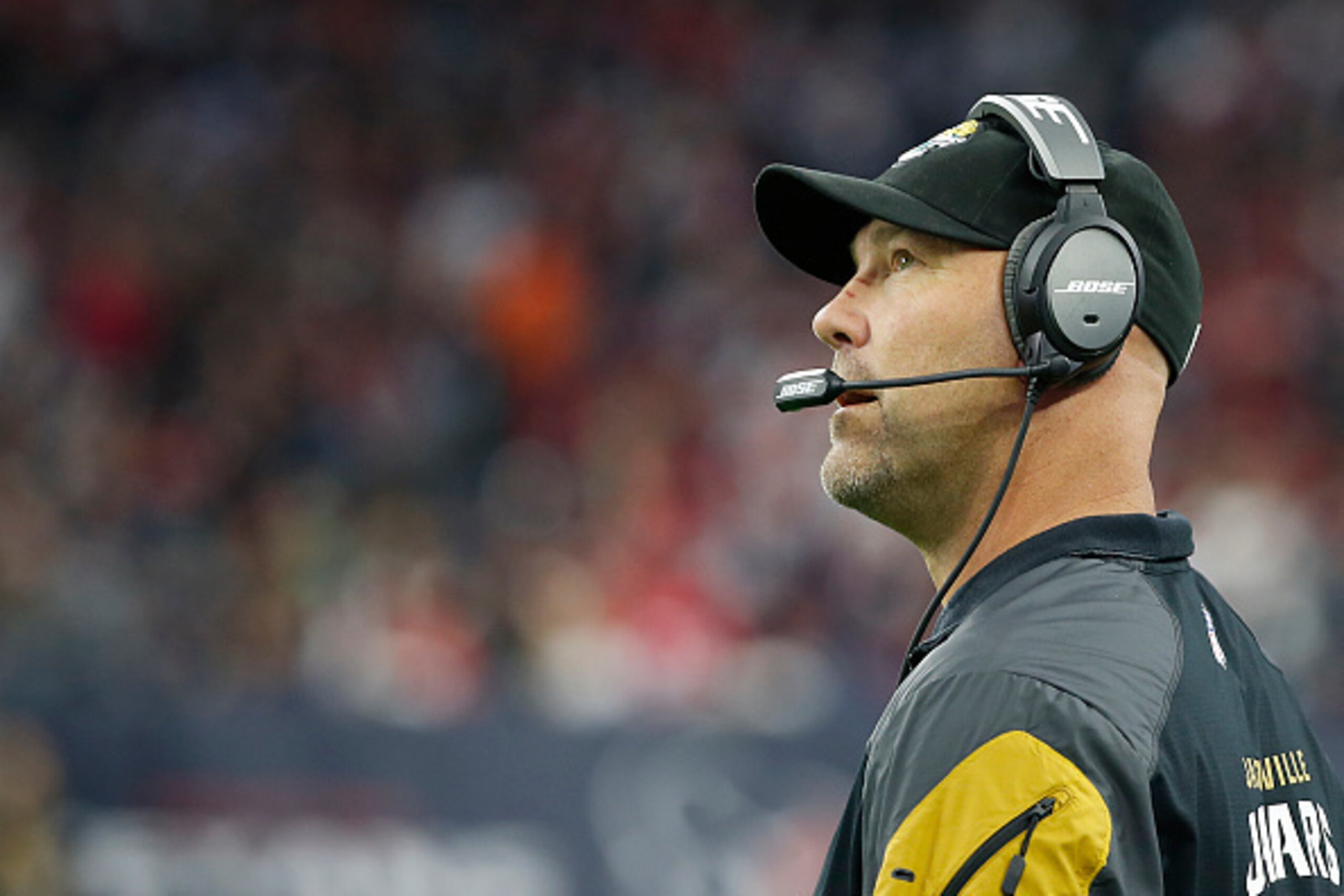 HOUSTON, TX - DECEMBER 28: Head coach Gus Bradley of the Jacksonville Jaguars watches play against the Houston Texans in the first quarter in a NFL game on December 28, 2014 at NRG Stadium in Houston, Texas. (Photo by Scott Halleran/Getty Images)