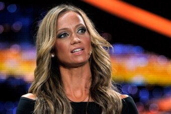 MONACO - AUGUST 30:  Presenter Kate Abdo speaks during the UEFA Europa League group stage 2013/14 draw on August 30, 2013 in Monaco, Monaco.  (Photo by Harold Cunningham/Getty Images)