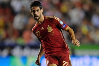 VALENCIA, SPAIN - SEPTEMBER 08:  Isco of Spain in action during the UEFA EURO 2016 Group C Qualifier between Spain and FYR of Macedonia at Estadio Ciutat de Valencia on September 8, 2014 in Valencia, Spain.  (Photo by Denis Doyle/Getty Images)