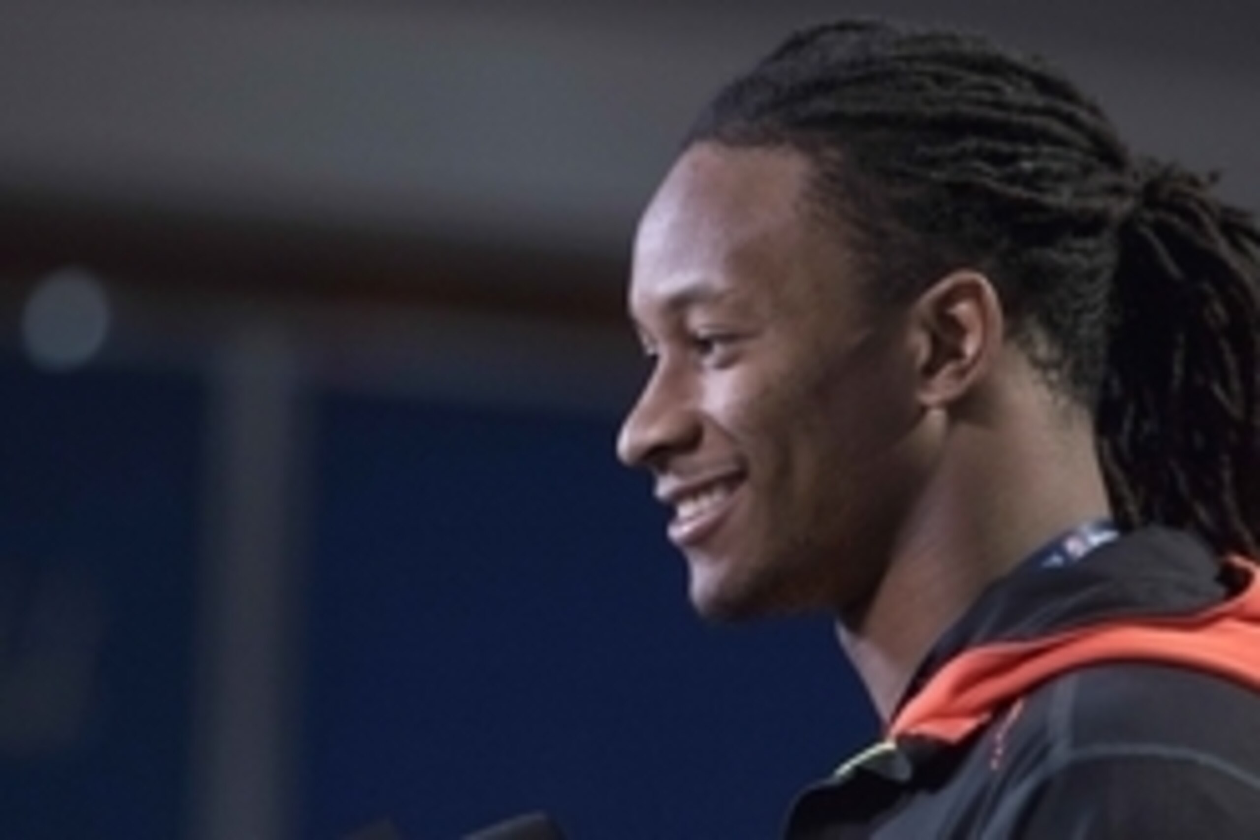 Feb 19, 2015;  Indianapolis, IN, USA; Georgia running back Todd Gurley speaks to the media at the 2015 NFL Combine at Lucas Oil Stadium. Mandatory Credit: Trevor Ruszkowski-USA TODAY Sports