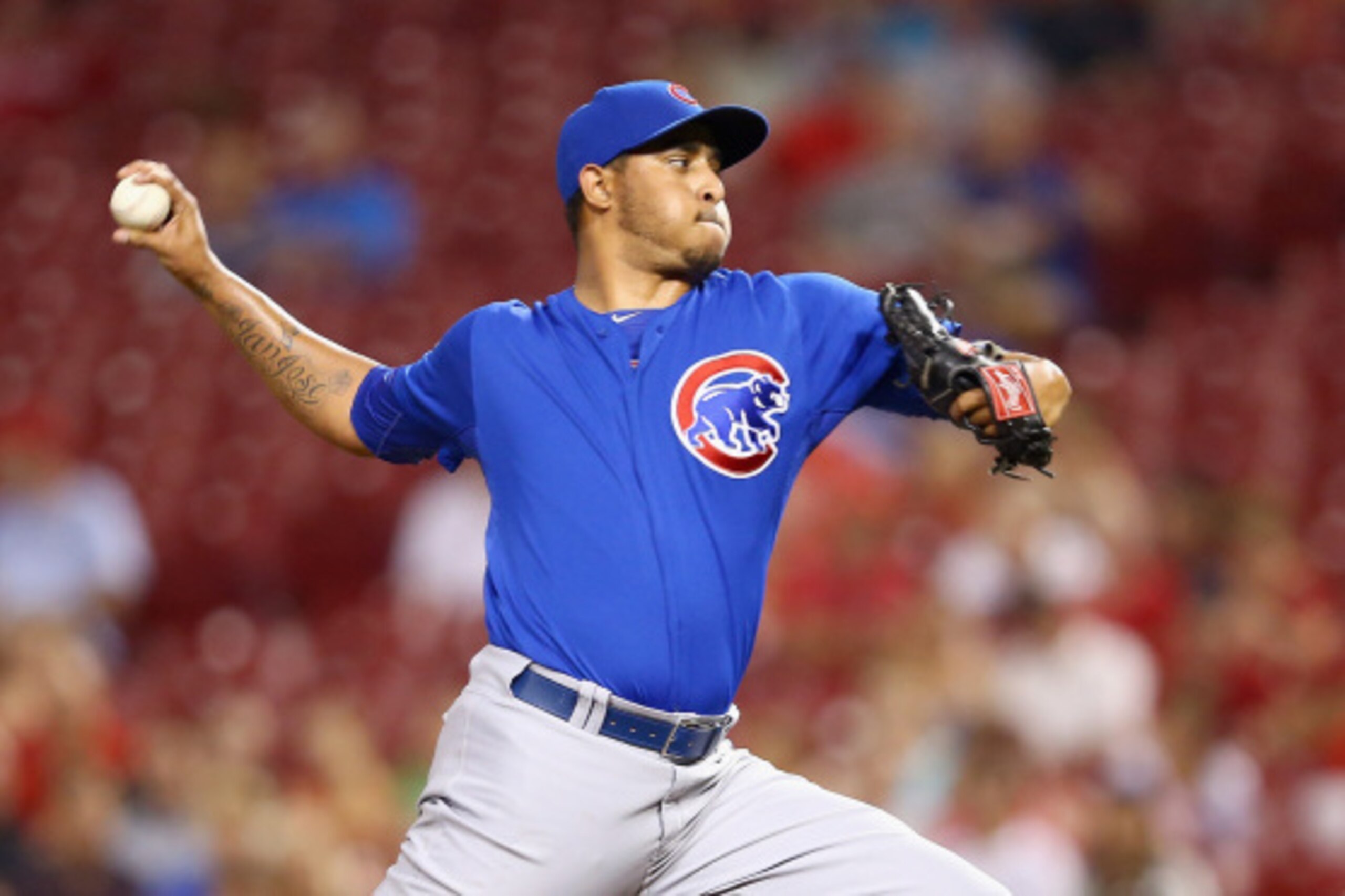 CINCINNATI, OH - AUGUST 26:  Hector Rondon #56 of the Chicago Cubs throws a pitch against the Cincinnati Reds during the game against at Great American Ball Park on August 26, 2014 in Cincinnati, Ohio.  (Photo by Andy Lyons/Getty Images)