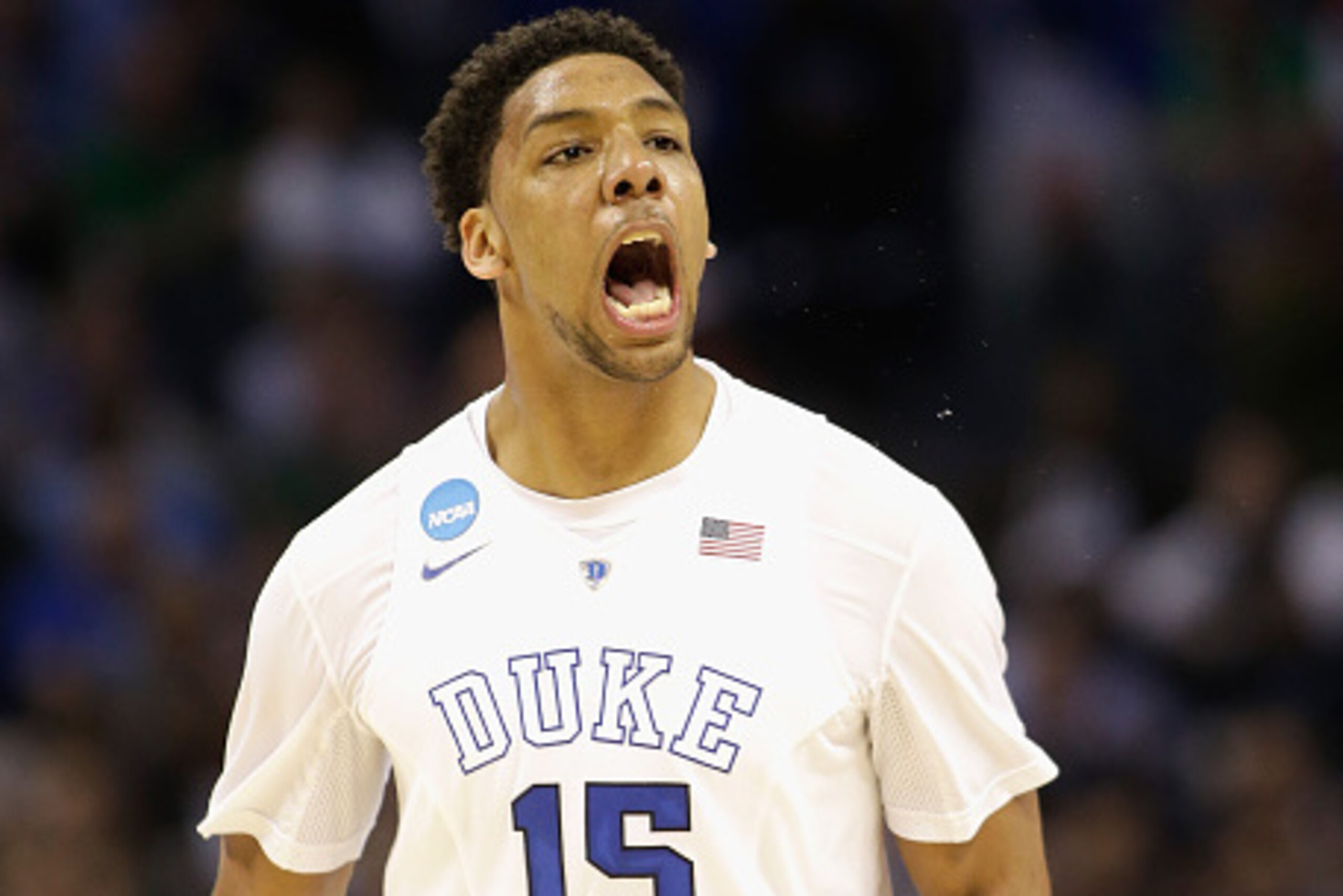 CHARLOTTE, NC - MARCH 22: Jahlil Okafor #15 of the Duke Blue Devils reacts against the San Diego State Aztecs during the third round of the 2015 NCAA Men's Basketball Tournament at Time Warner Cable Arena on March 22, 2015 in Charlotte, North Carolina. CHARLOTTE, NC - MARCH 22: Jahlil Okafor #15 of the Duke Blue Devils reacts against the San Diego State Aztecs during the third round of the 2015 NCAA Men's Basketball Tournament at Time Warner Cable Arena on March 22, 2015 in Charlotte, North Carolina.
