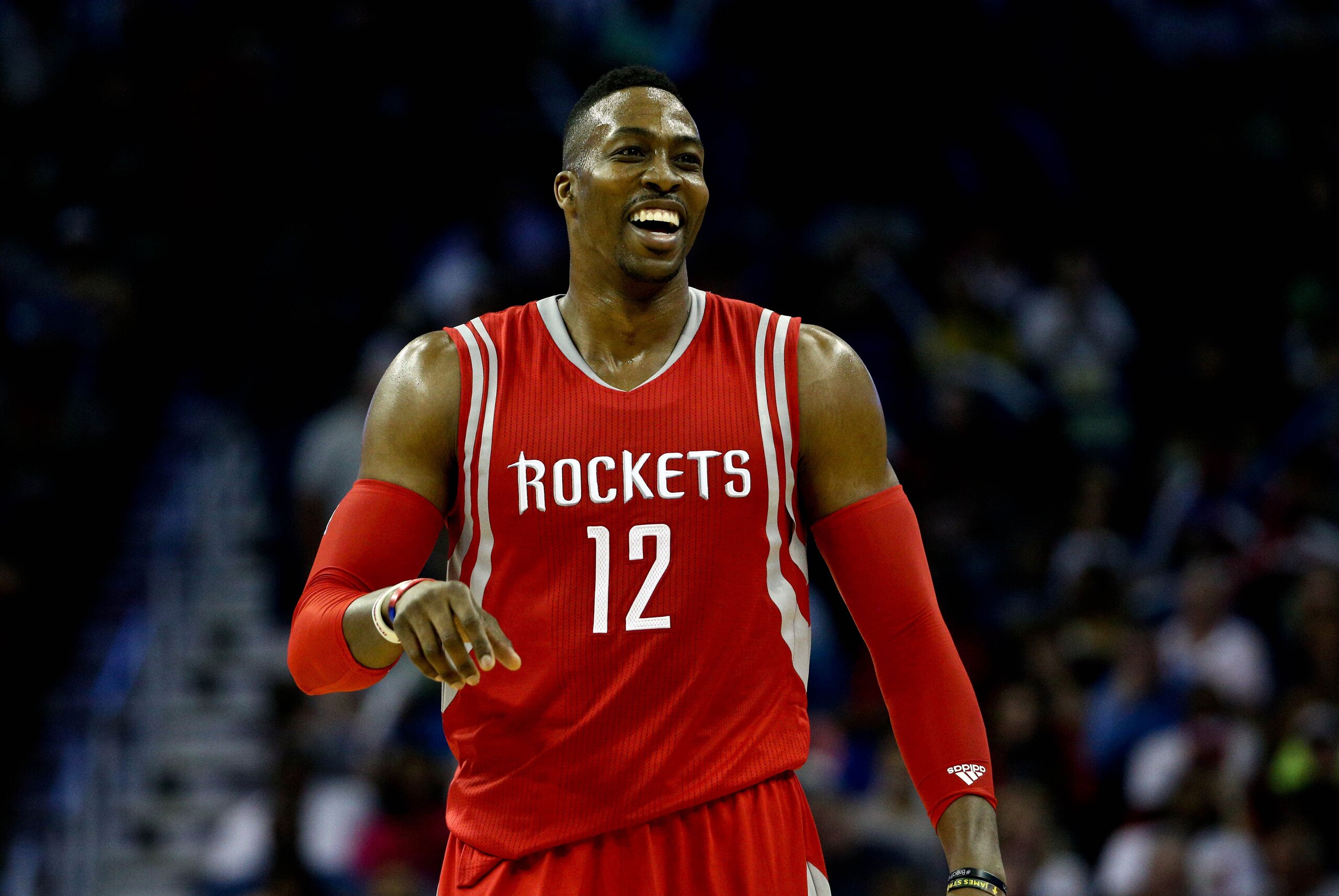 Mar 25, 2015; New Orleans, LA, USA; Houston Rockets center Dwight Howard (12) against the New Orleans Pelicans during the second half of a game at the Smoothie King Center. The Rockets defeated the Pelicans 95-93. Mandatory Credit: Derick E. Hingle-USA TO Mar 25, 2015; New Orleans, LA, USA; Houston Rockets center Dwight Howard (12) against the New Orleans Pelicans during the second half of a game at the Smoothie King Center. The Rockets defeated the Pelicans 95-93. Mandatory Credit: Derick E. Hingle-USA TO