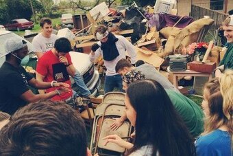 The students at work on the mission trip.