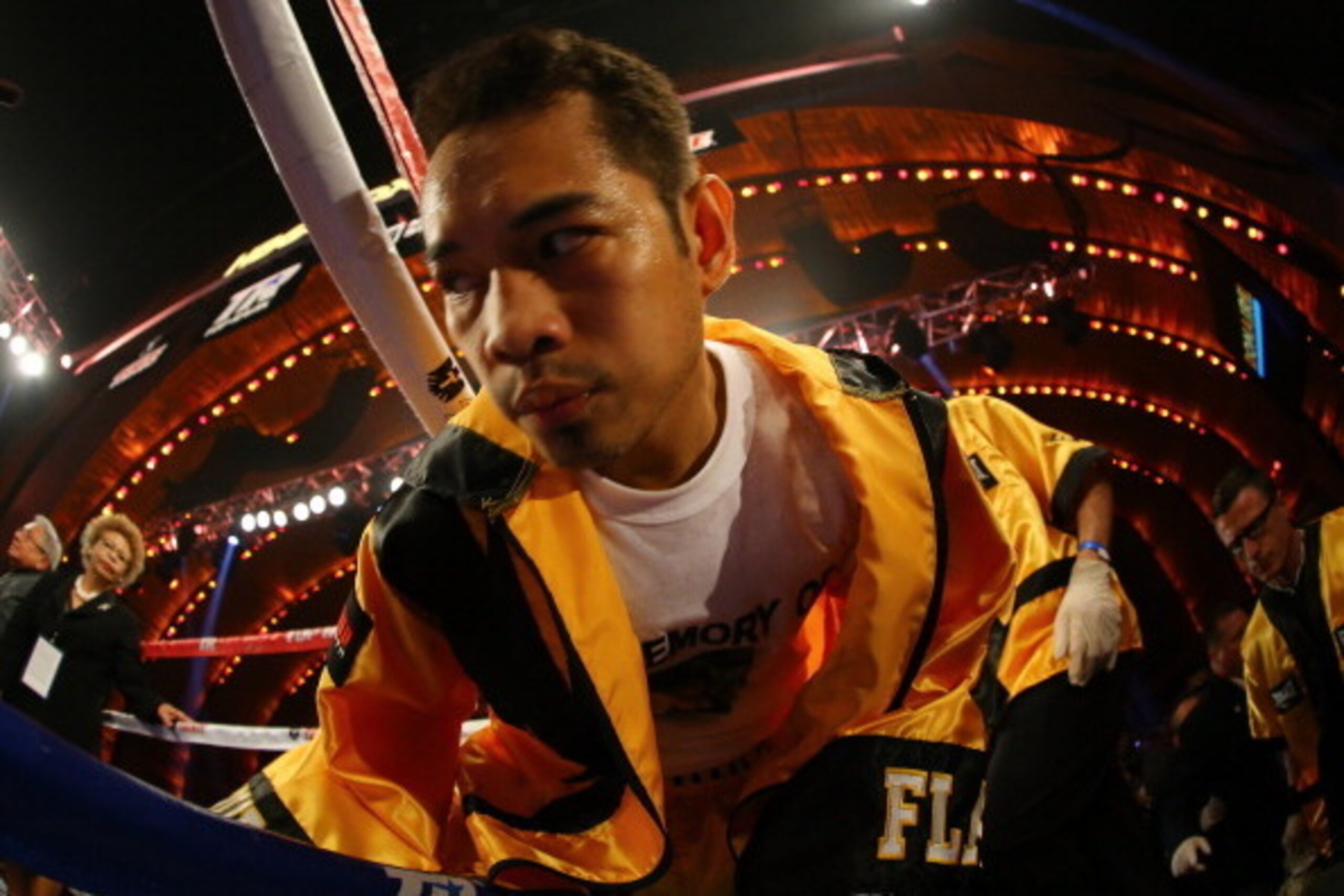 NEW YORK, NY - APRIL 13:  Nonito Donaire enters the ring against Guillermo Rigondeaux before their WBO/WBA junior featherweight title unification bout at Radio City Music Hall on April 13, 2013 in New York City.  (Photo by Al Bello/Getty Images)