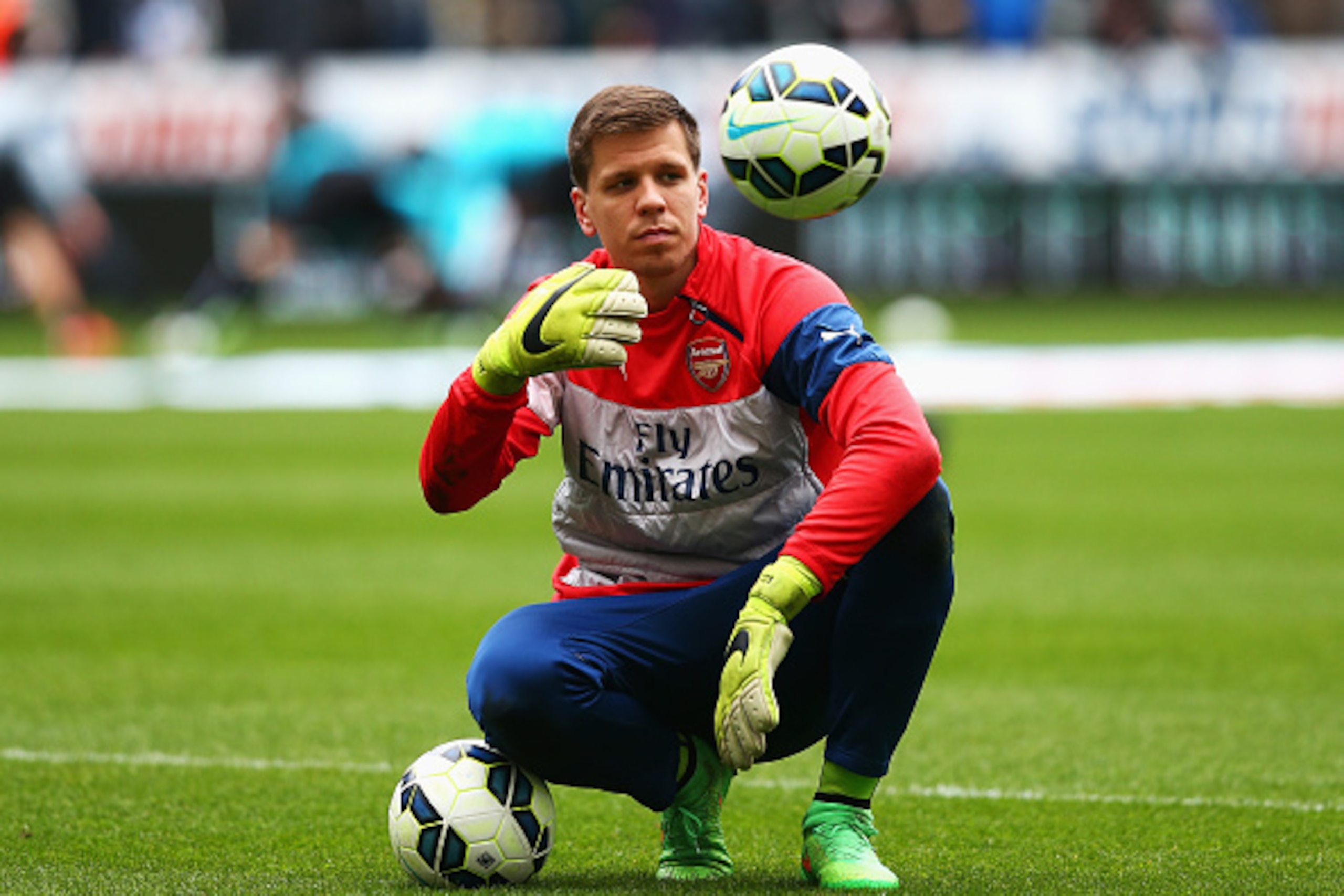 NEWCASTLE UPON TYNE, ENGLAND - MARCH 21: Wojciech Szczesny of Arsenal looks on in the warm up prior to the Barclays Premier League match between Newcastle United and Arsenal at St James' Park on March 21, 2015 in Newcastle upon Tyne, England.  (Photo by M