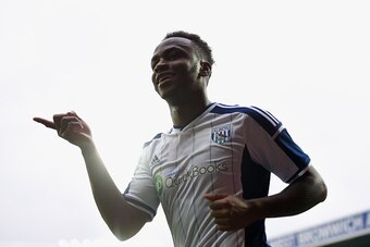 WEST BROMWICH, ENGLAND - FEBRUARY 14:  Saido Berahino of West Bromwich Albion celebrates as he scores their fourth goal during the FA Cup Fifth Round match between West Bromwich Albion and West Ham United at The Hawthorns on February 14, 2015 in West Brom