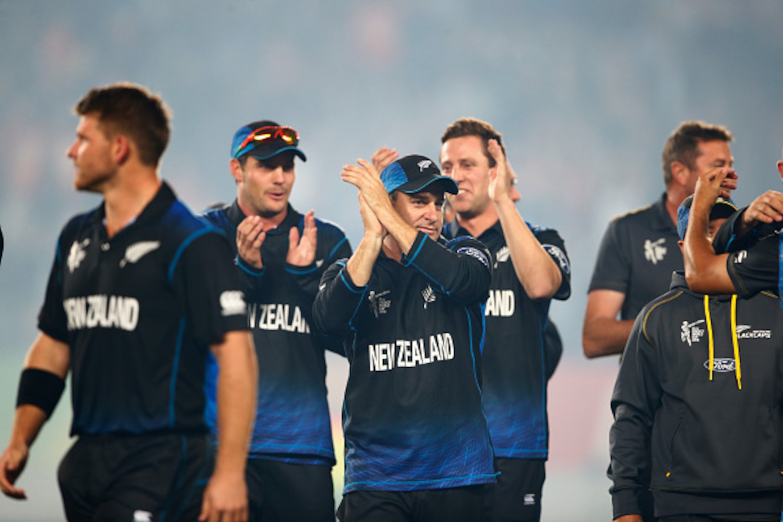 AUCKLAND, NEW ZEALAND - MARCH 24: Nathan McCullum of New Zealand applauds the crowd following the 2015 Cricket World Cup Semi Final match between New Zealand and South Africa at Eden Park on March 24, 2015 in Auckland, New Zealand.  (Photo by Phil Walter/