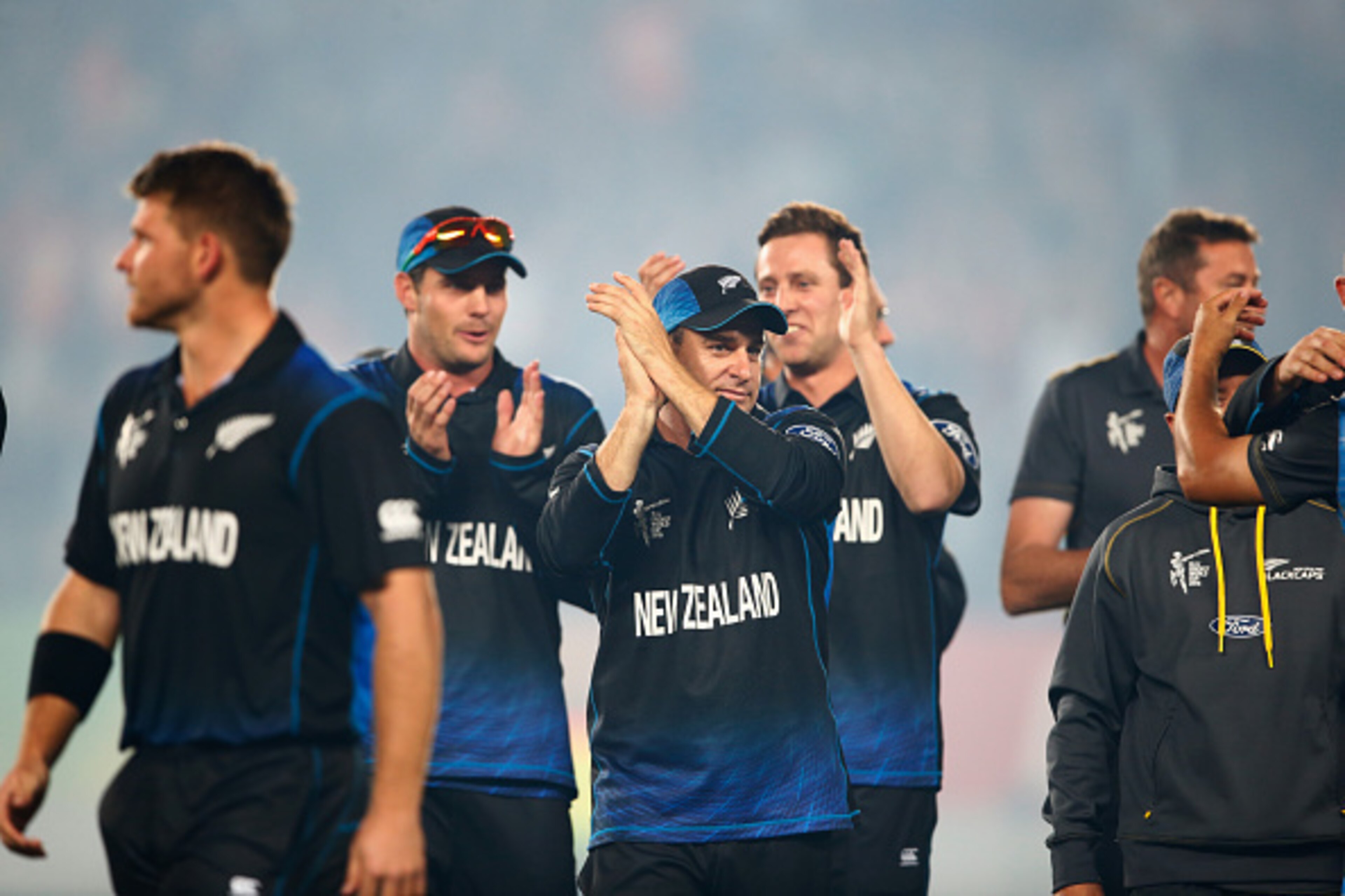 AUCKLAND, NEW ZEALAND - MARCH 24: Nathan McCullum of New Zealand applauds the crowd following the 2015 Cricket World Cup Semi Final match between New Zealand and South Africa at Eden Park on March 24, 2015 in Auckland, New Zealand.  (Photo by Phil Walter/