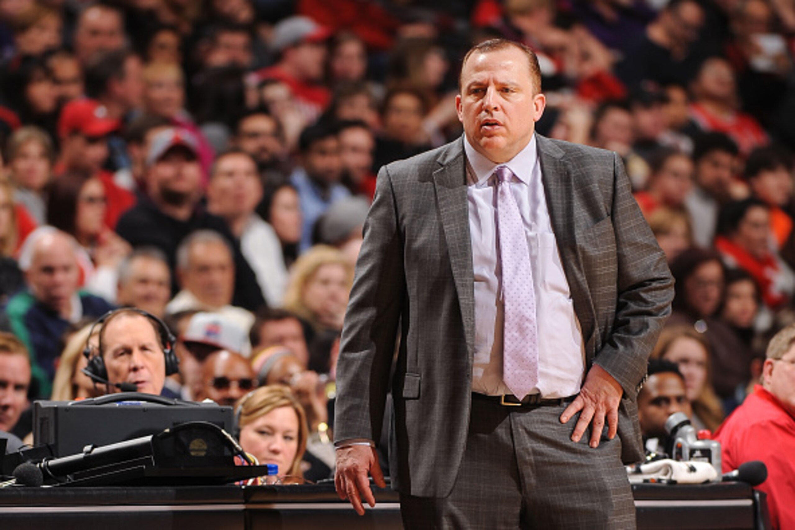 CHICAGO, IL - JANUARY 17:  Head coach of the Chicago Bulls, Tom Thibodeau, looks across the court during the NBA game against the Atlanta Hawks on January 17, 2015 at the United Center in Chicago, Illinois. NOTE TO USER: User expressly acknowledges and ag