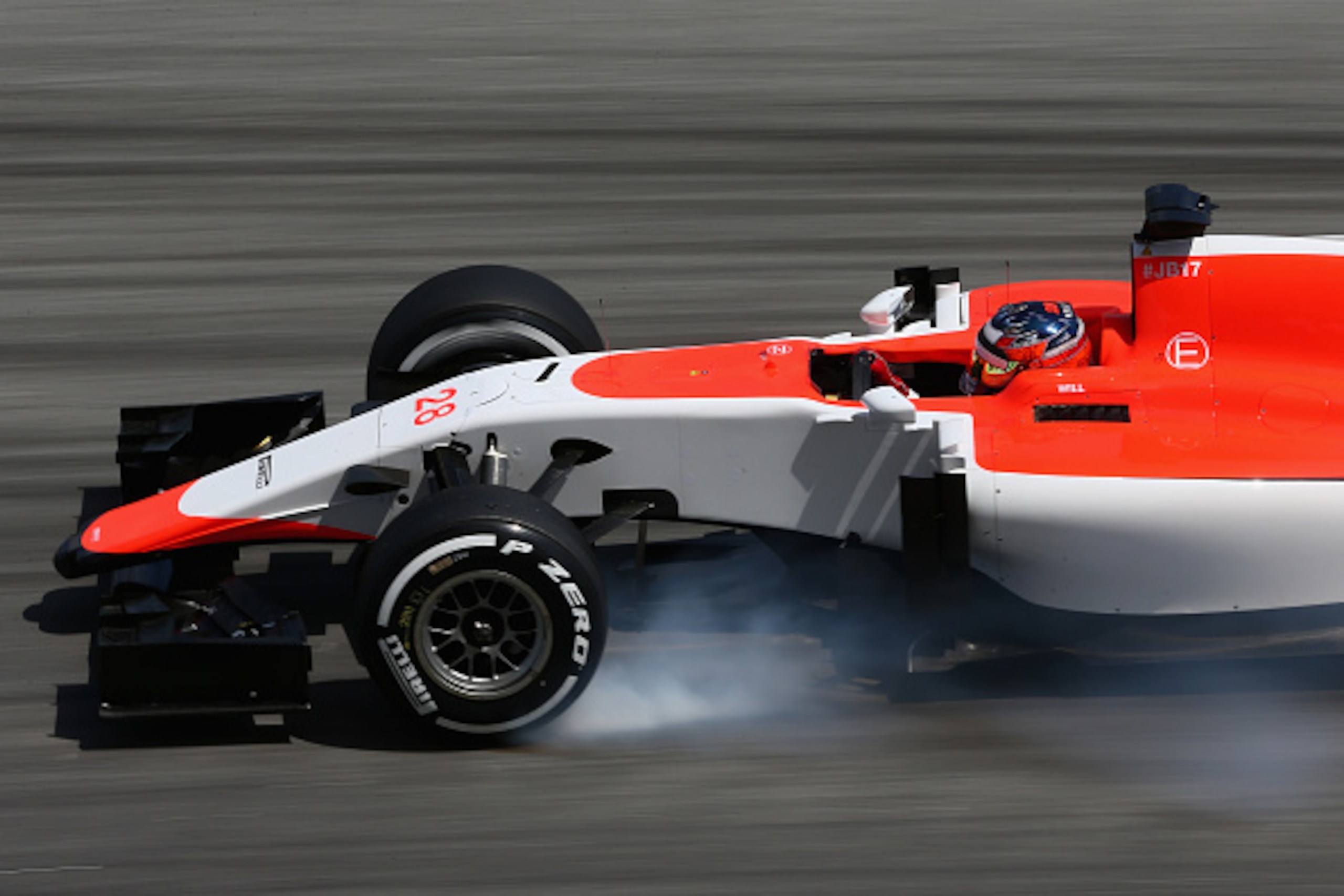 KUALA LUMPUR, MALAYSIA - MARCH 27:  Will Stevens of Great Britain and Manor Marussia locks up during practice for the Malaysia Formula One Grand Prix at Sepang Circuit on March 27, 2015 in Kuala Lumpur, Malaysia.  (Photo by Clive Mason/Getty Images)